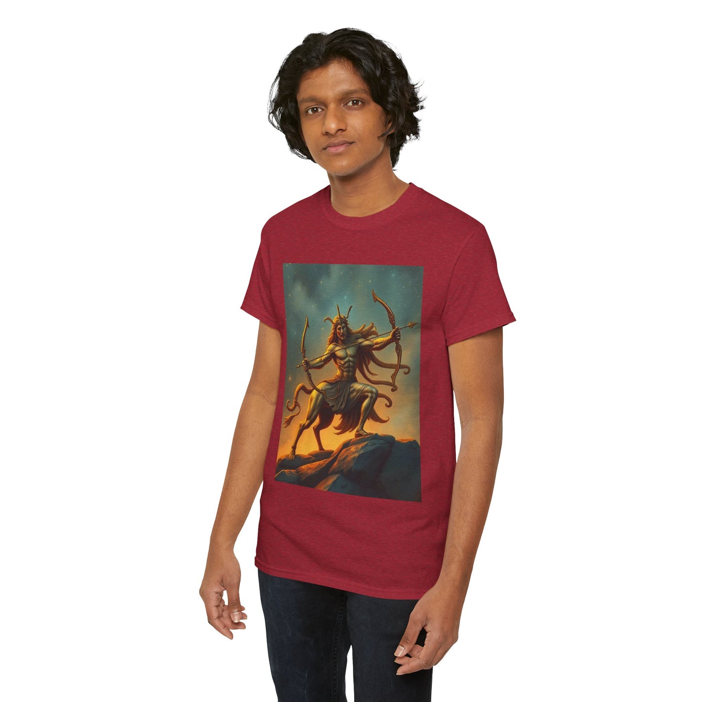Unisex Heavy Cotton T-Shirt, Arrow Centaur, Sagittarius Zodiac Design