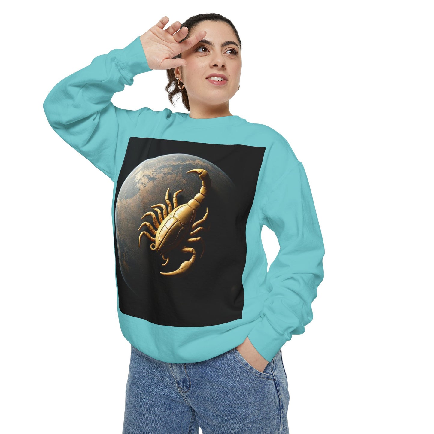 Garment-Dyed Sweatshirt, Unisex, Space Animal Design v1, Scorpio