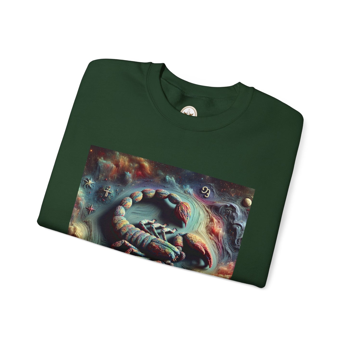 Unisex Heavy Blend™ Crewneck Sweatshirt, Trippy Mist Scorpion, Scorpio Zodiac Design