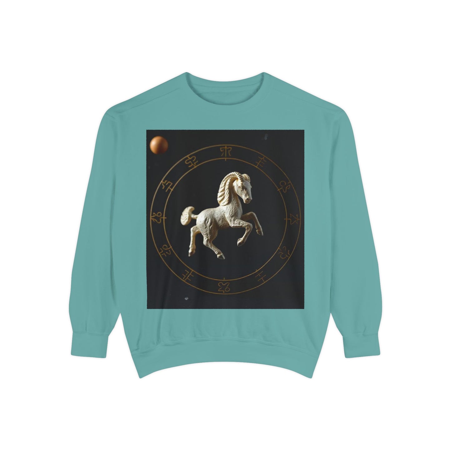 Garment-Dyed Sweatshirt, Unisex, Space Animal Design, Capricorn