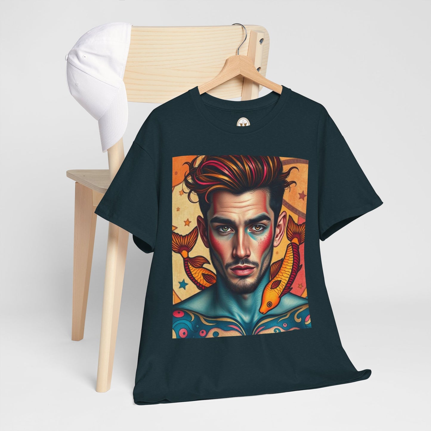 Unisex Heavy Cotton T-Shirt, Pisces, Zodiac v2, Sexy Art