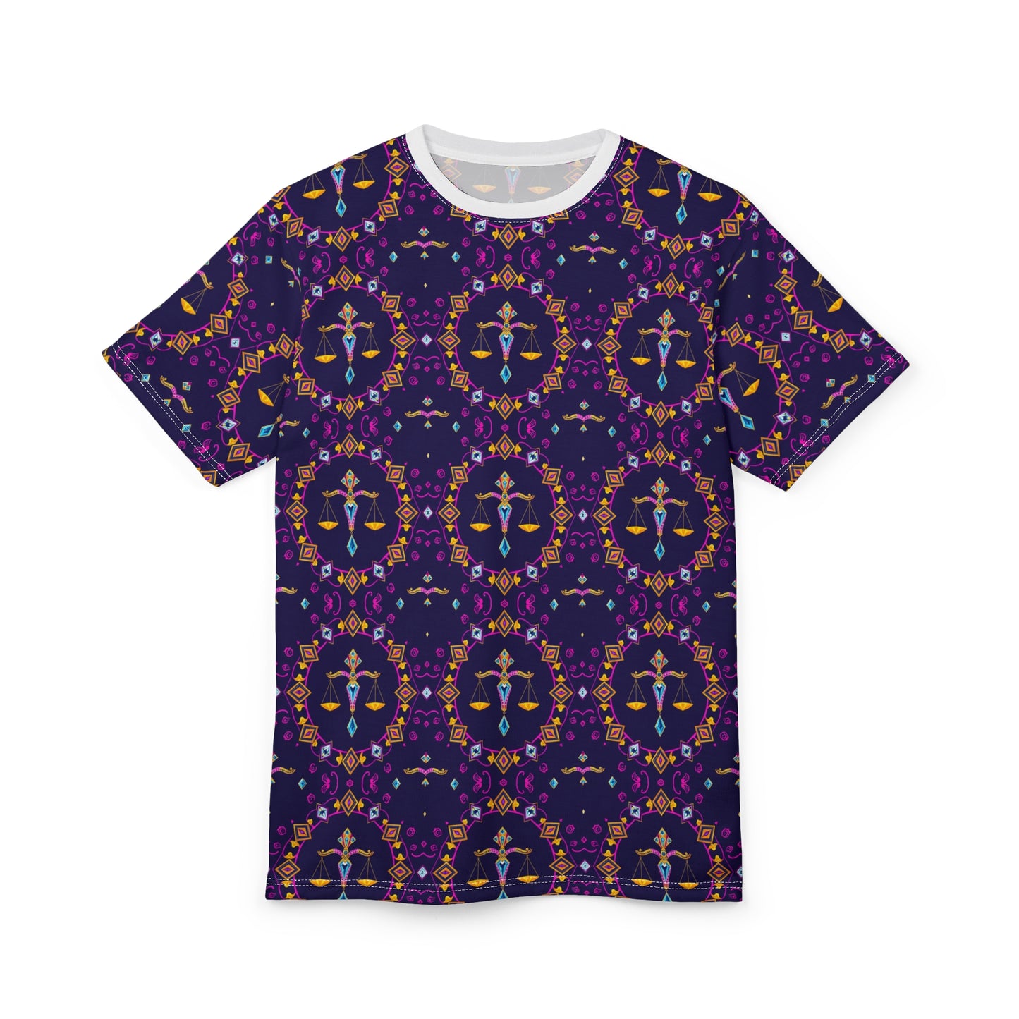 Unisex Cut & Sew T-Shirt, (AOP), Libra, Zodiac, Jewels Pattern