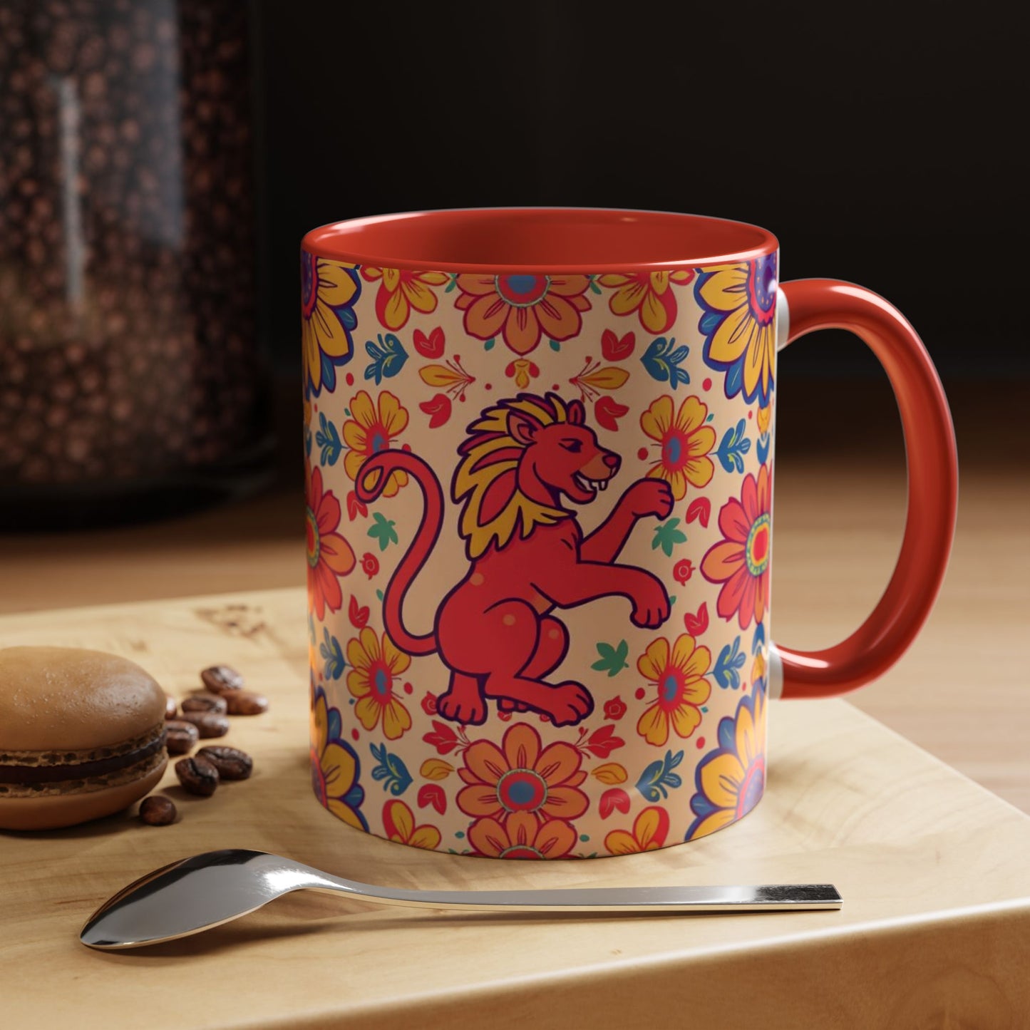 Accent Coffee Mug, Leo, Zodiac, Flower Pattern, (11, 15oz)