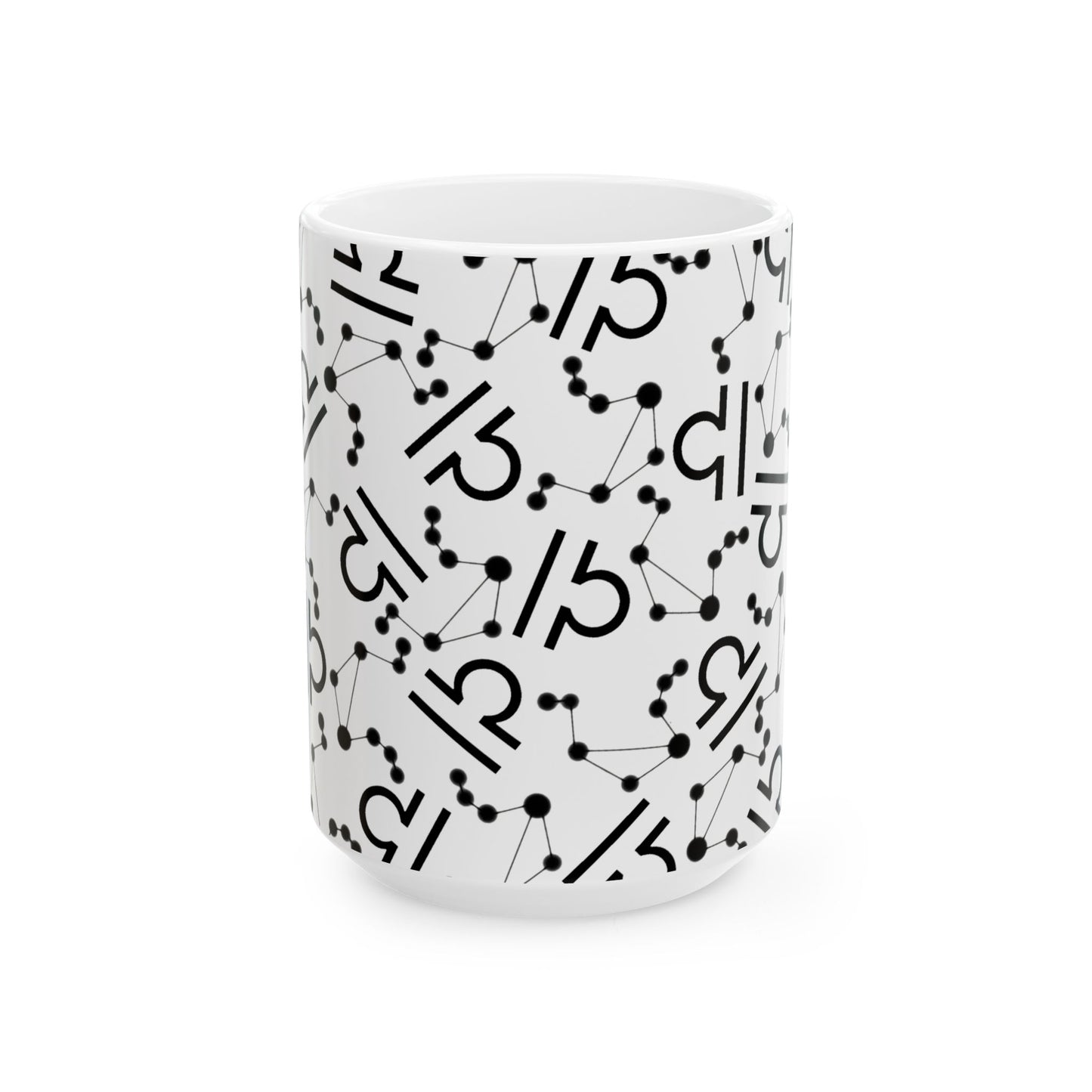 Ceramic Mug, (11oz, 15oz), Ceramic Coffee Mug, AOP, Constellation & Symbol, Libra Zodiac Design