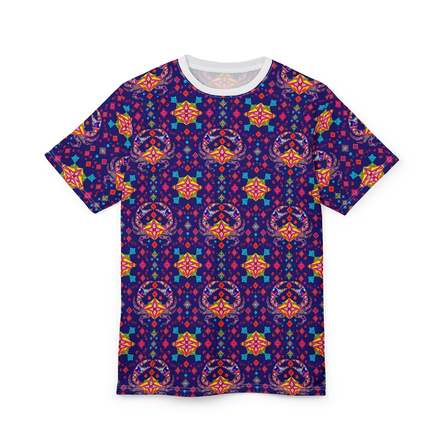Unisex Cut & Sew T-Shirt, (AOP), Cancer, Zodiac v2, Jewels Pattern
