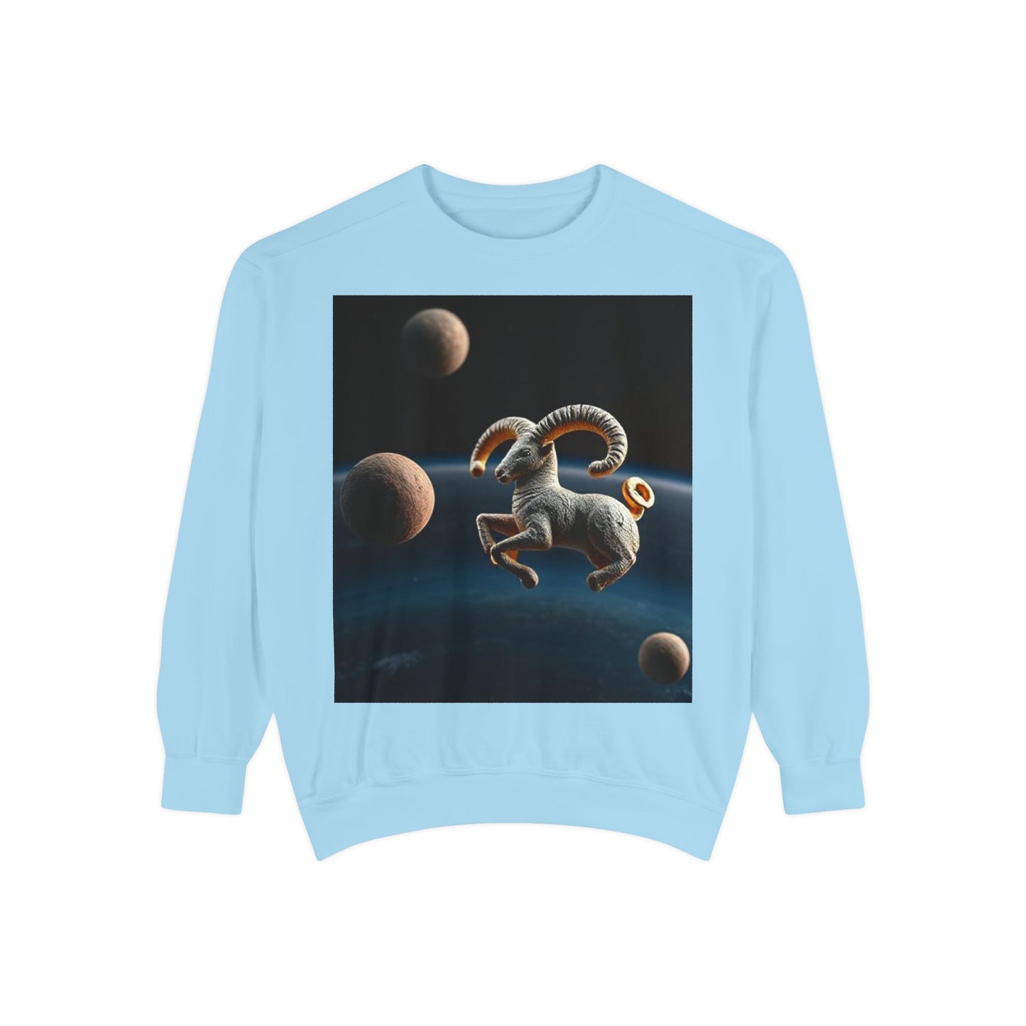 Garment-Dyed Sweatshirt, Unisex, Space Animal Design v1, Aries