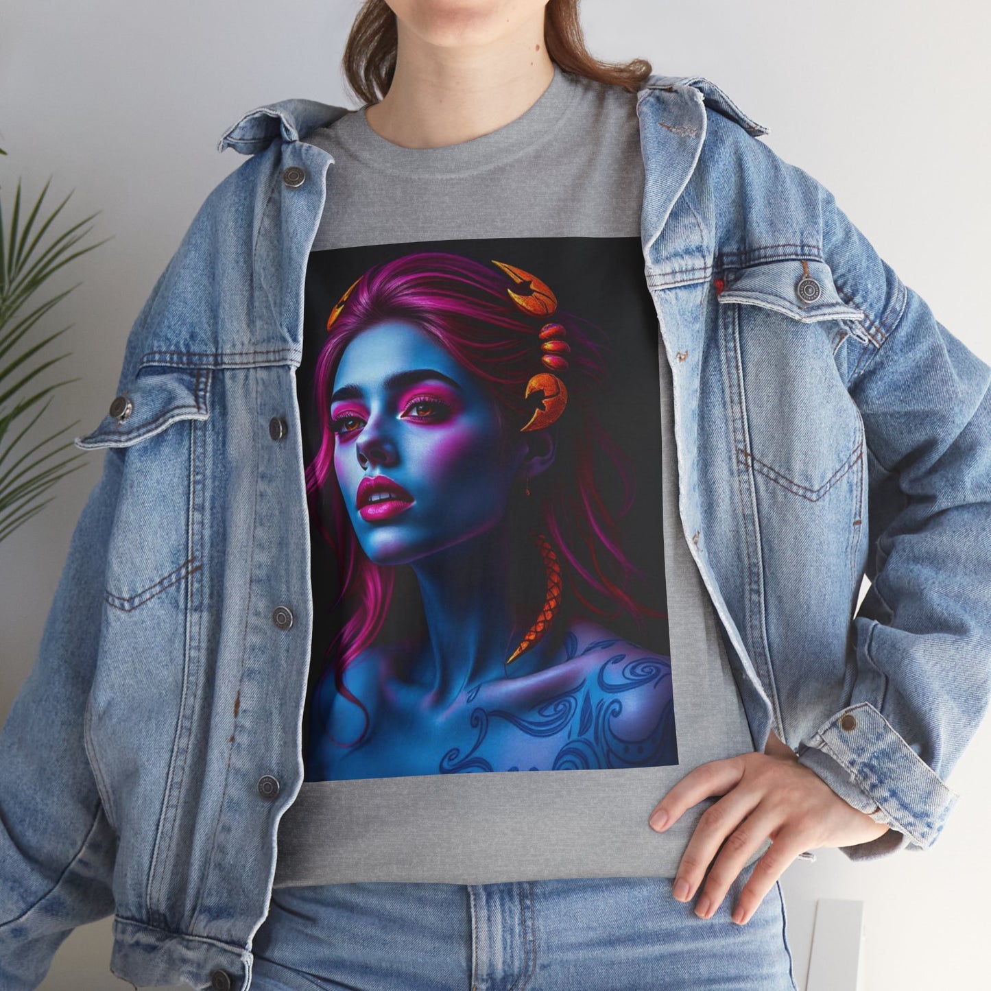 Unisex Heavy Cotton T-Shirt, Scorpio, Zodiac, Sexy Art