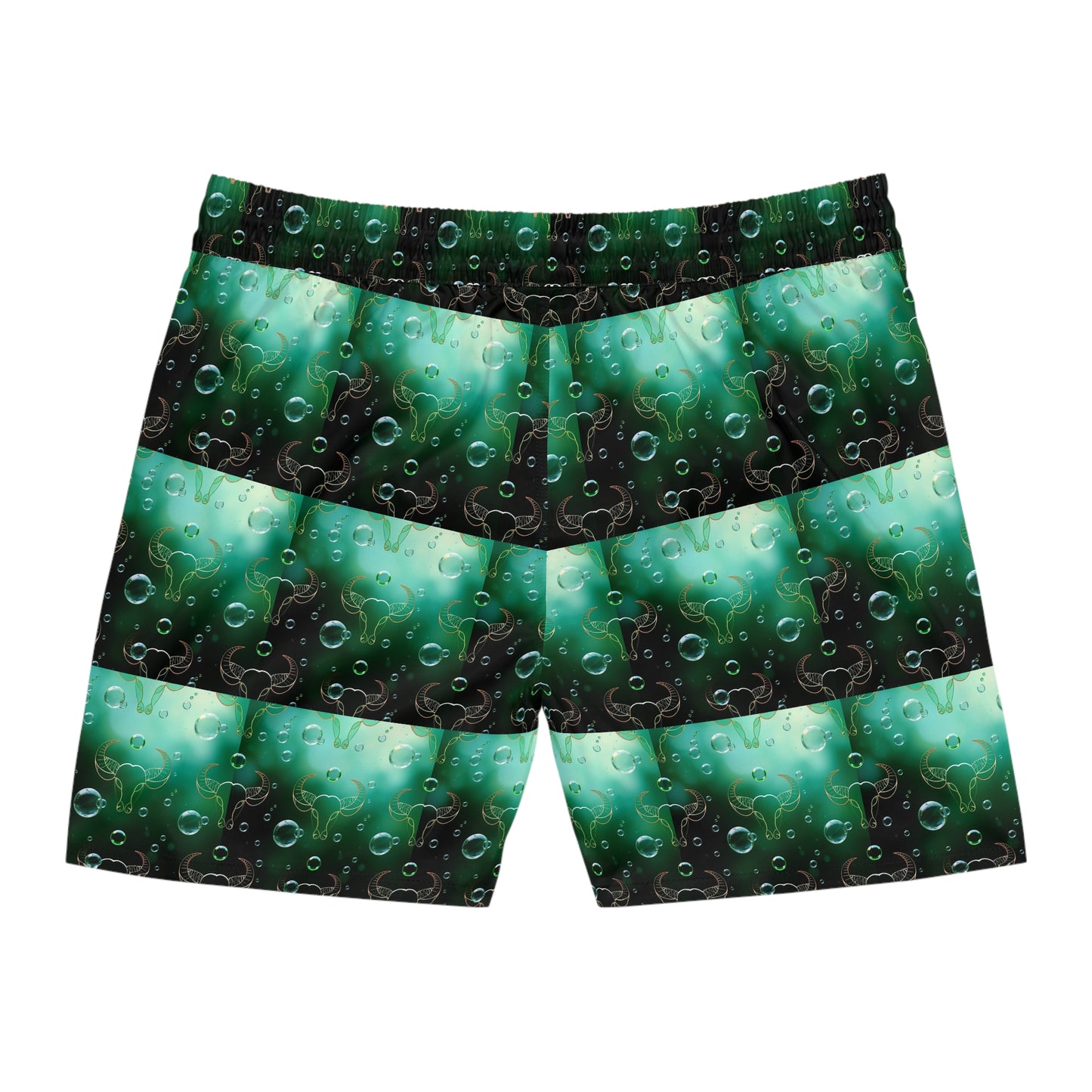 Men's Mid-Length Swim Shorts, (AOP), Taurus, Zodiac v4, Bubble Pattern