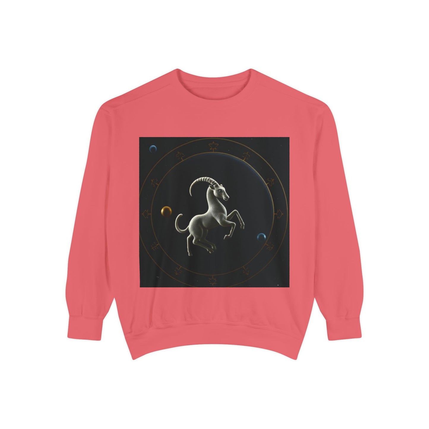 Garment-Dyed Sweatshirt, Unisex, Space Animal Design v1, Capricorn