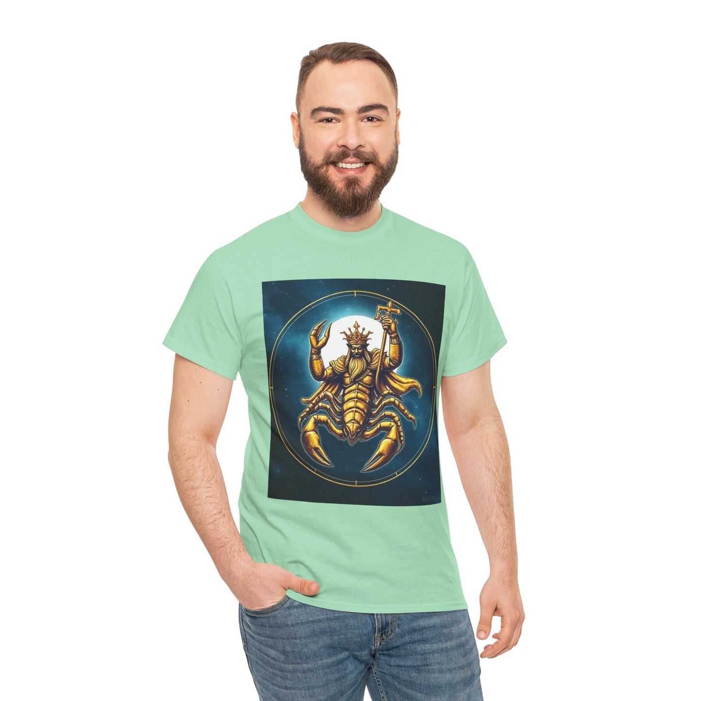 Unisex Heavy Cotton T-Shirt, Moon v1, Scorpio Zodiac Design