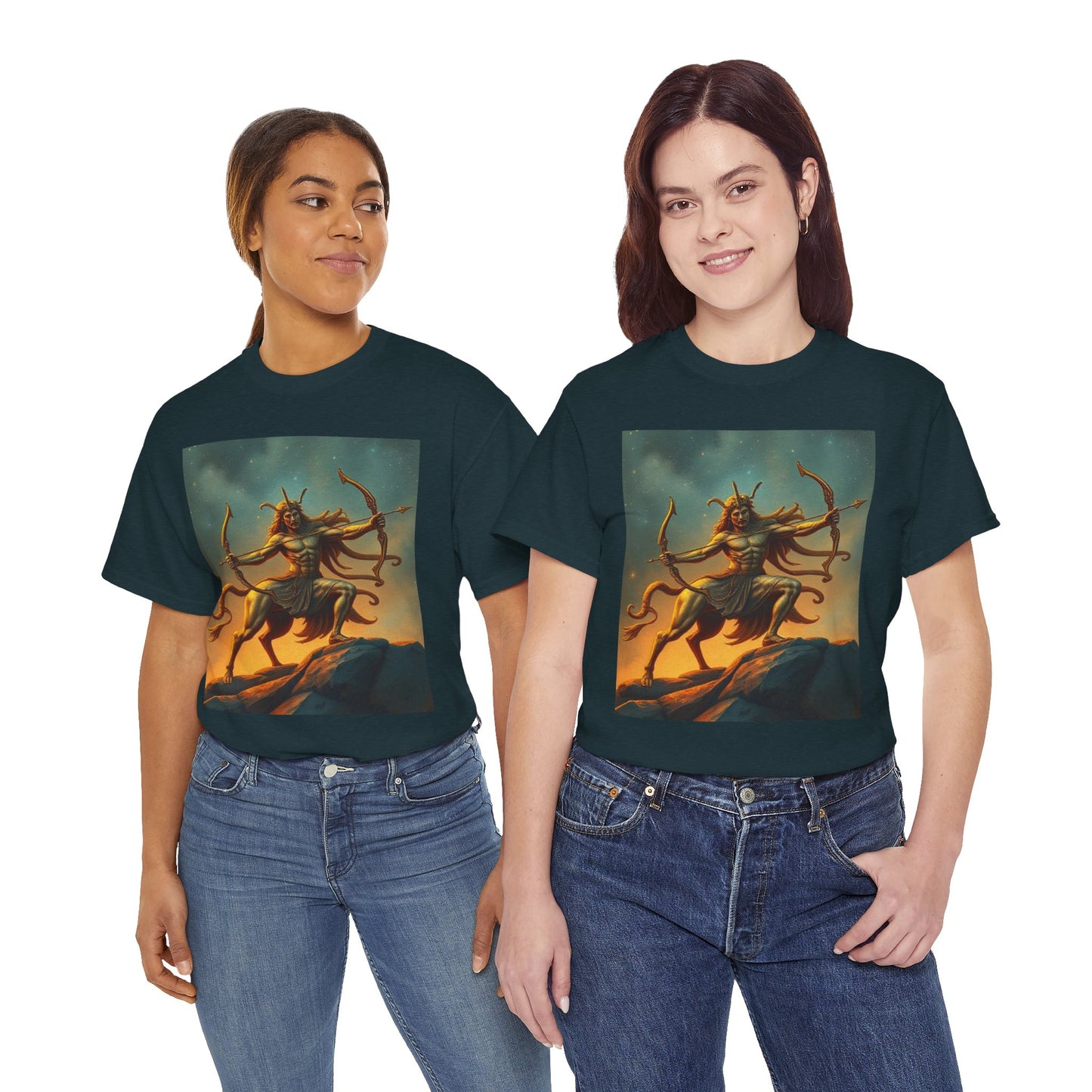 Unisex Heavy Cotton T-Shirt, Arrow Centaur, Sagittarius Zodiac Design