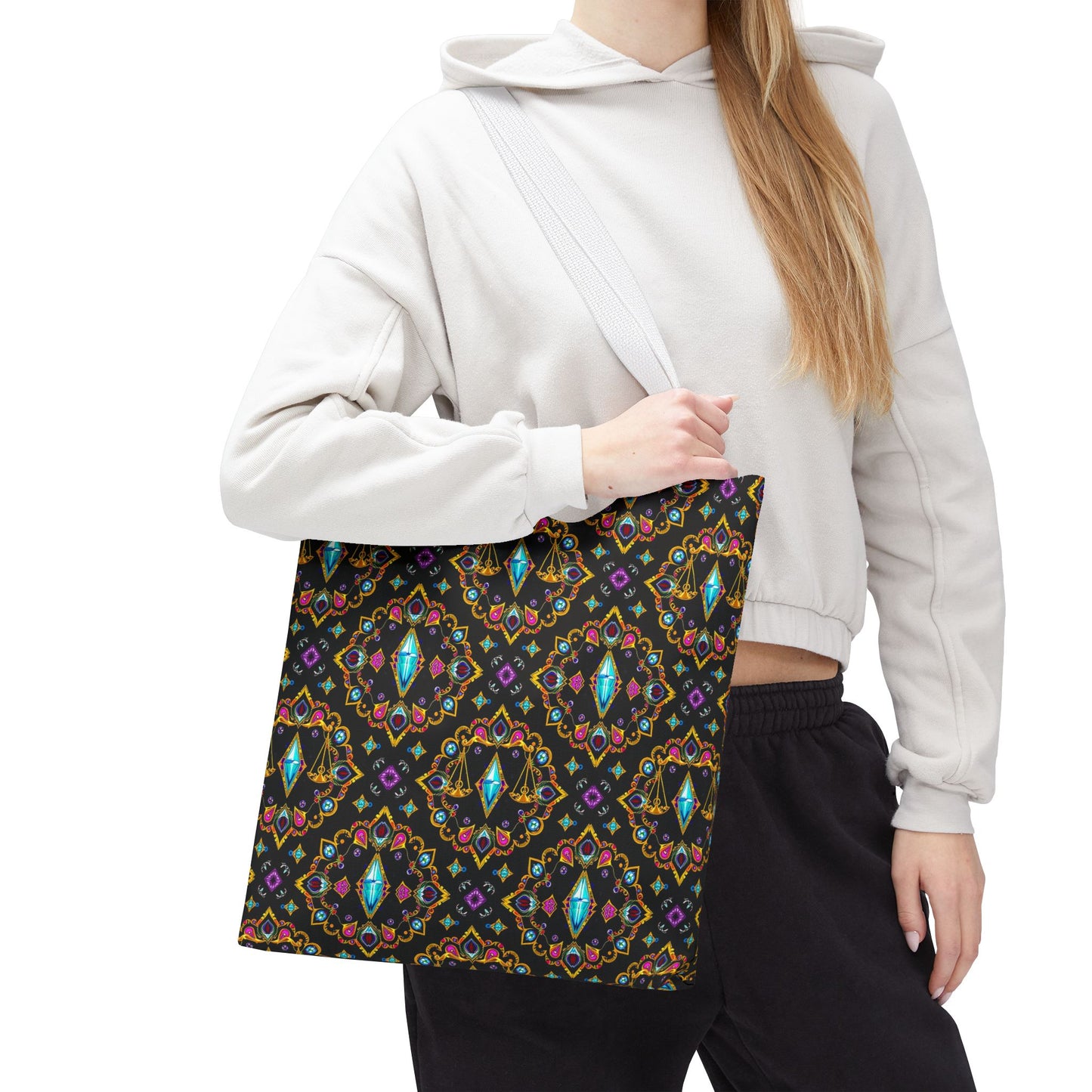 Tote Bag (AOP), Libra, Zodiac v1, Jewel Pattern