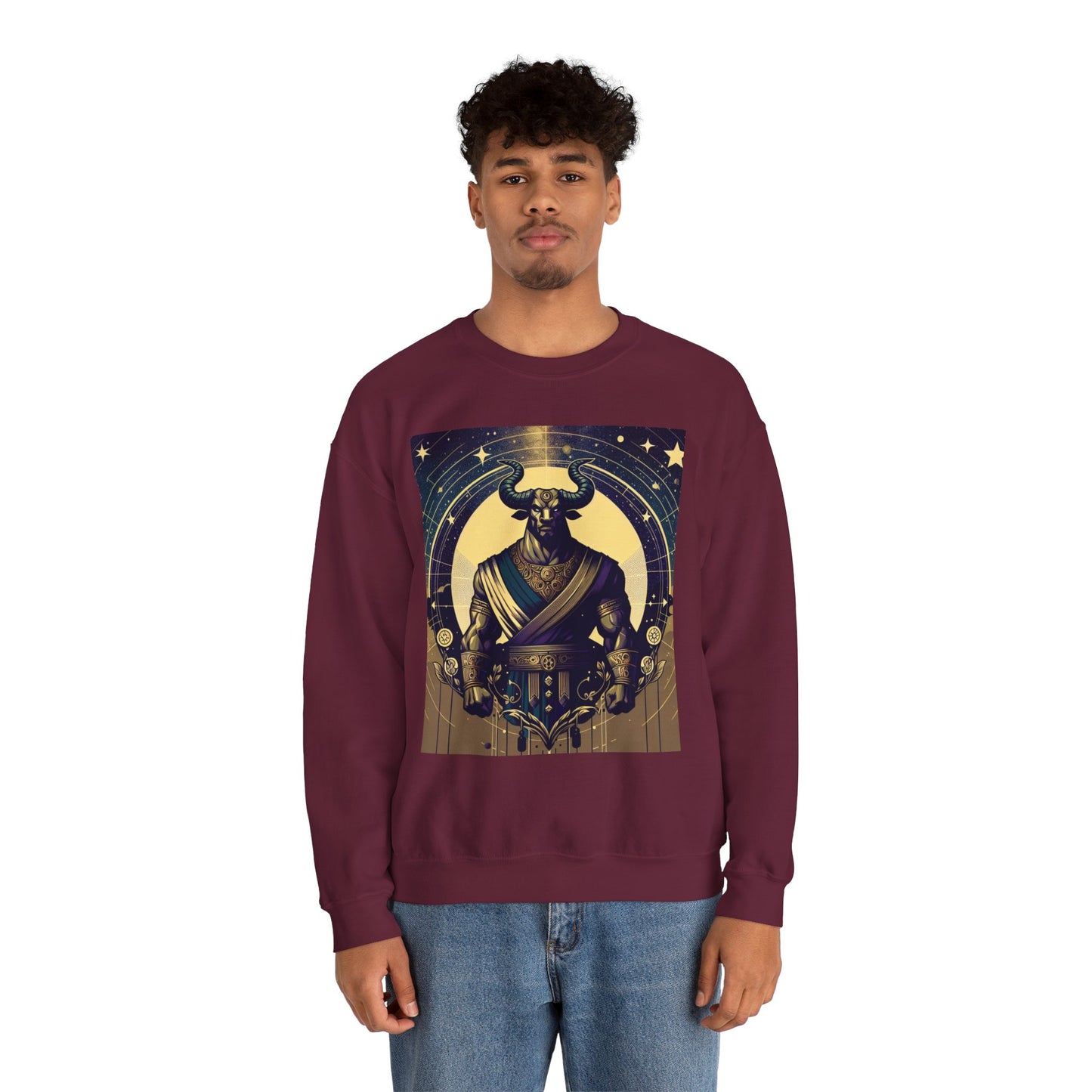Unisex Heavy Blend™ Crewneck Sweatshirt, Minotaur, Taurus Zodiac Design