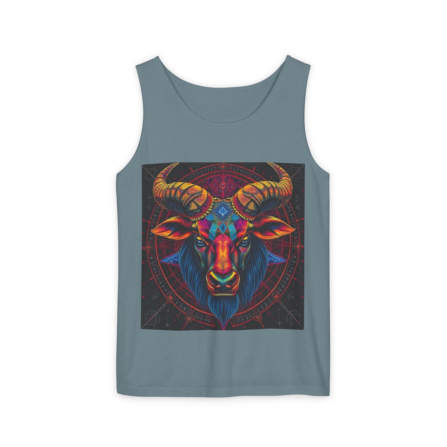 Unisex Garment-Dyed, Tank Top, Taurus Design, Pop Art v1, 100% US cotton