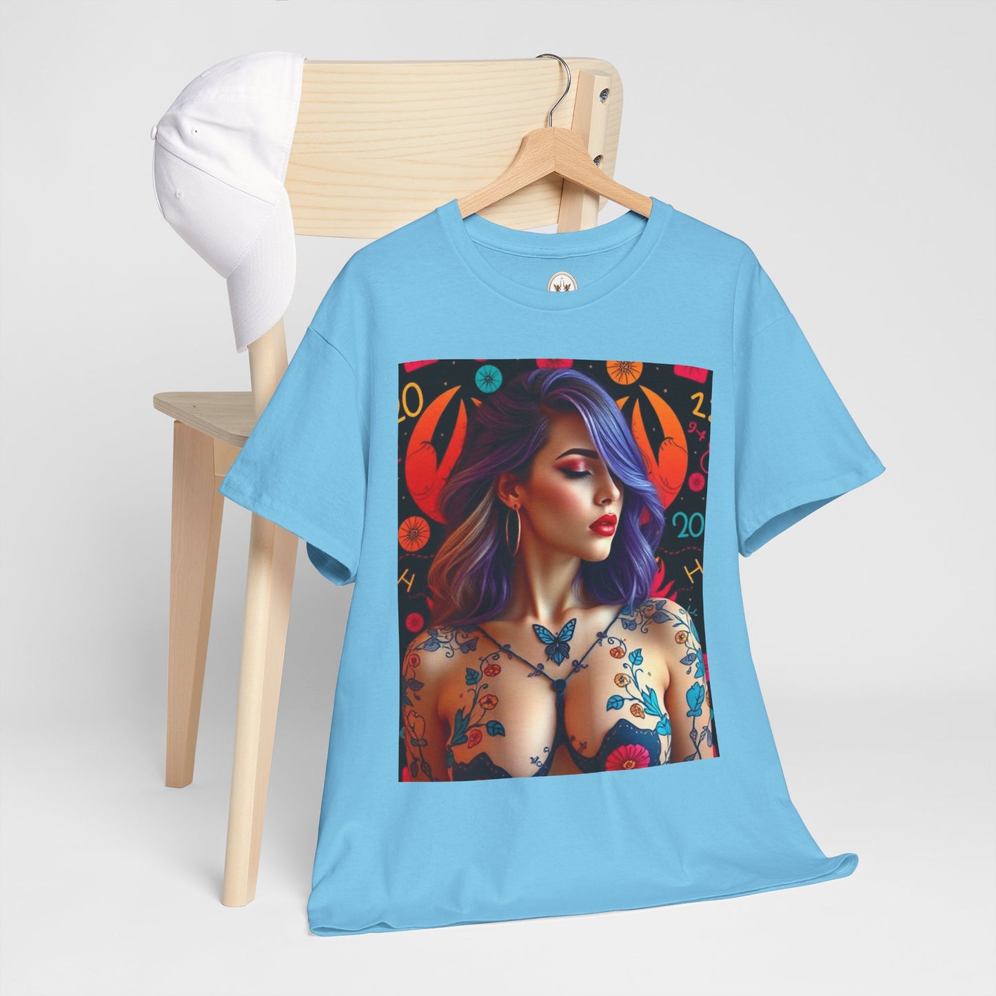 Unisex Heavy Cotton T-Shirt, Cancer, Zodiac, Sexy Art