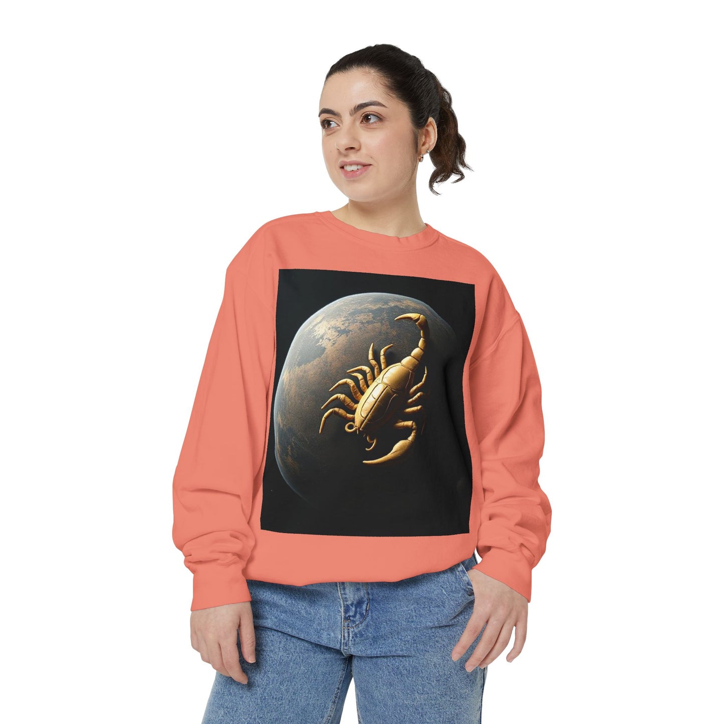 Garment-Dyed Sweatshirt, Unisex, Space Animal Design v1, Scorpio