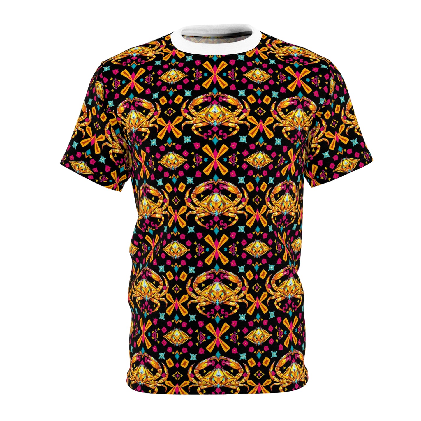 Unisex Cut & Sew T-Shirt, (AOP), Cancer, Zodiac v4, Jewels Pattern