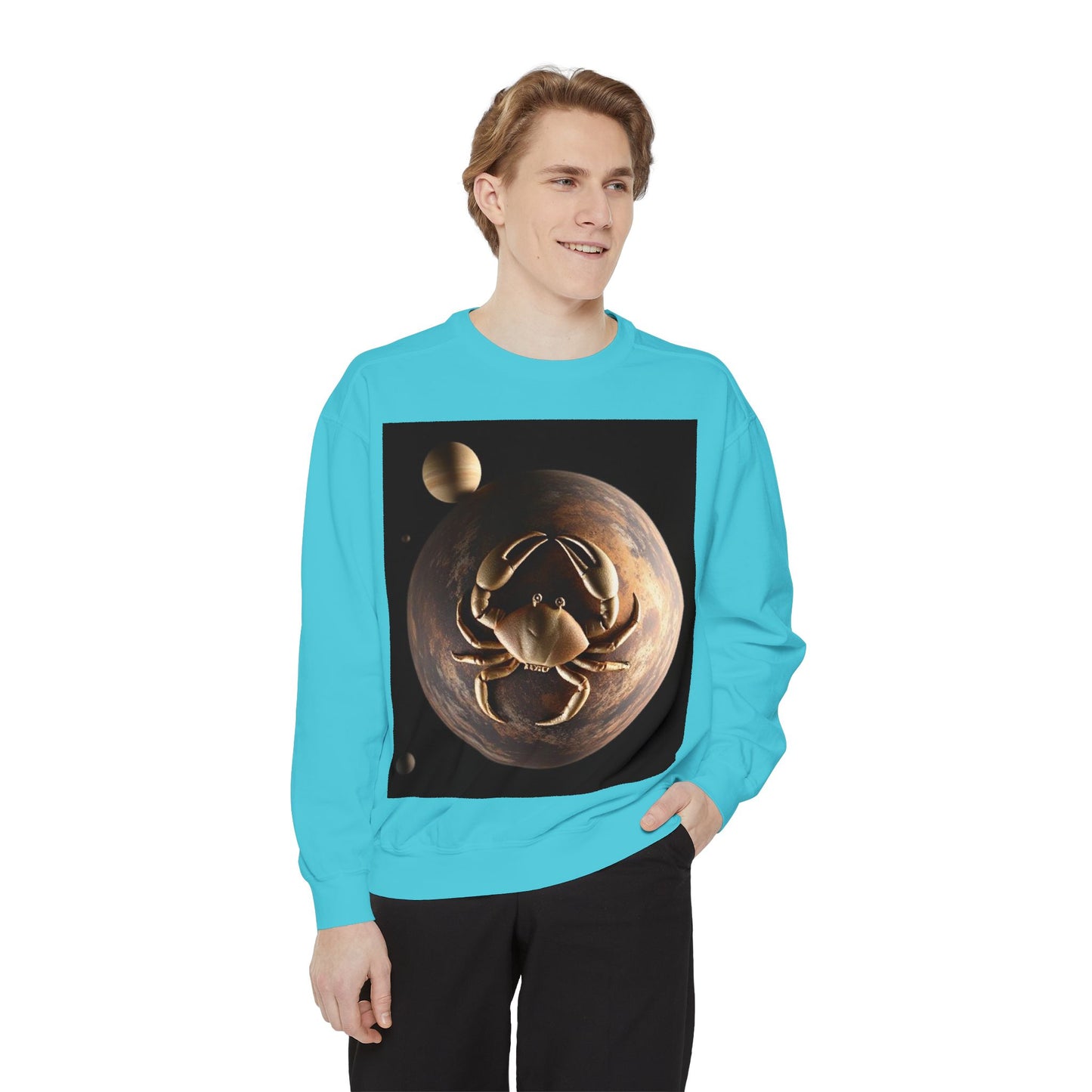 Garment-Dyed Sweatshirt, Unisex, Space Animal Design v1, Cancer