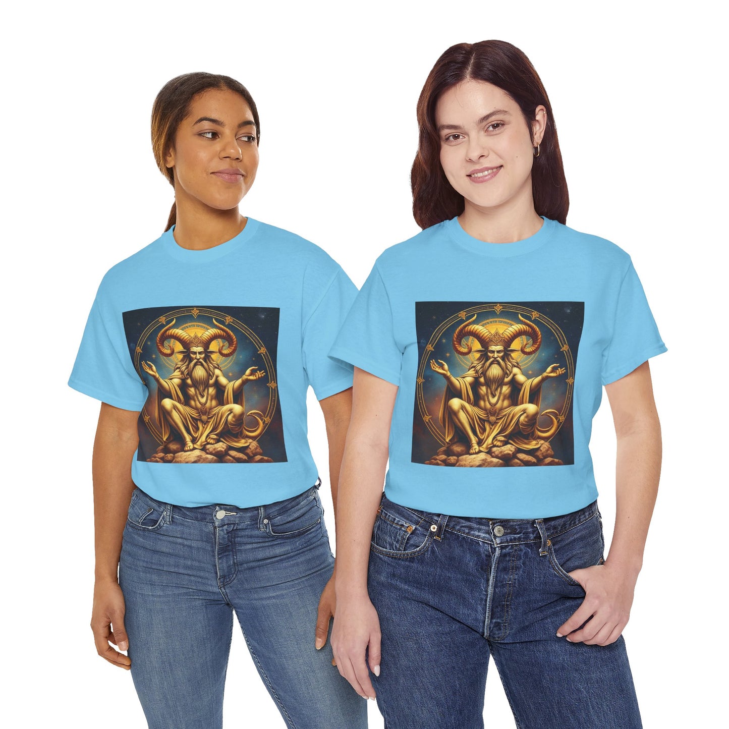 Unisex Heavy Cotton T-Shirt, On The Throne, Taurus Zodiac Design