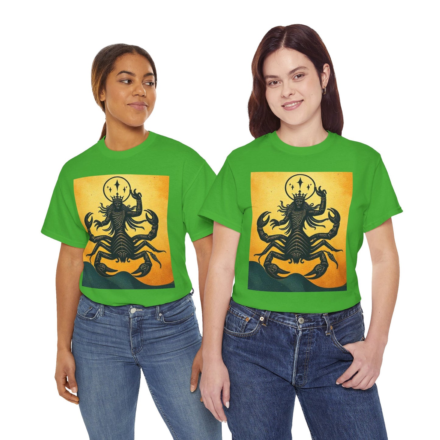 Unisex Heavy Cotton T-Shirt, Scorpion King, Print Art v1, Scorpio Zodiac Design