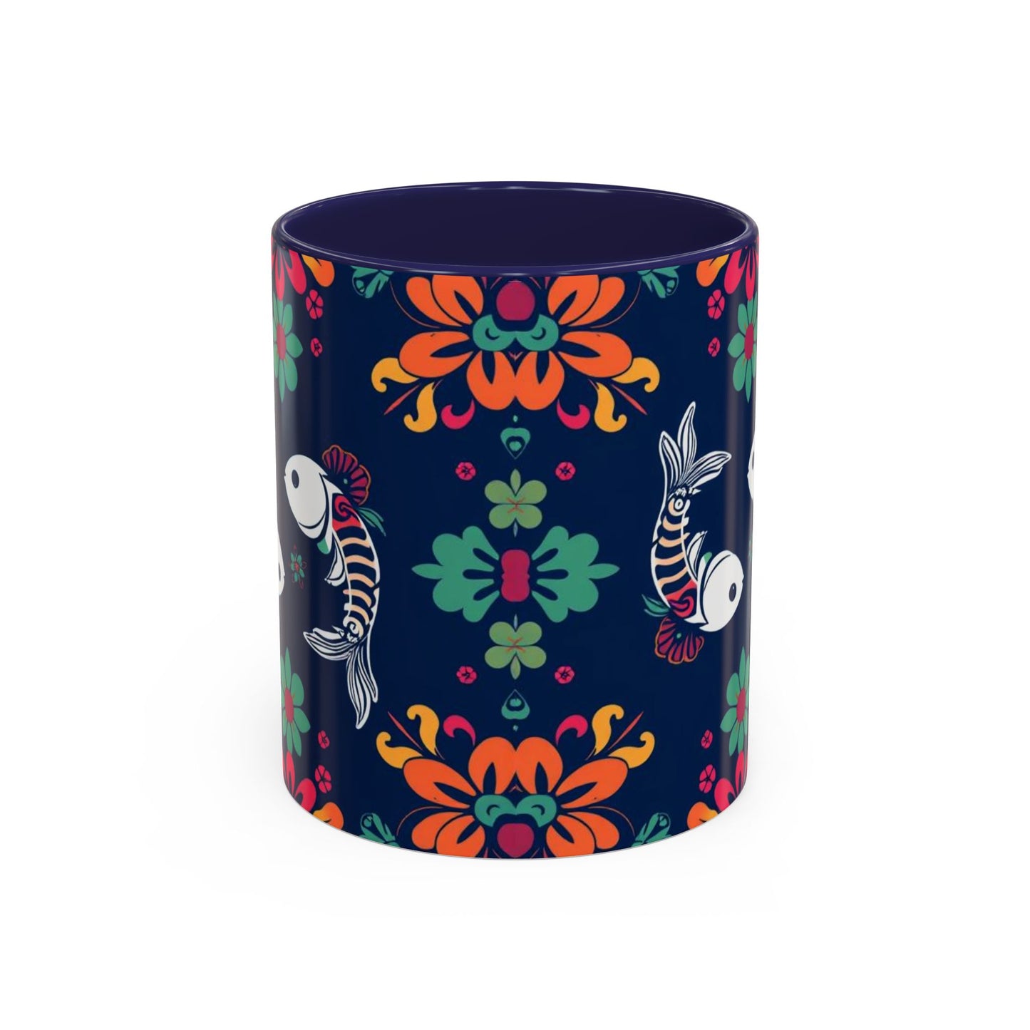 Accent Coffee Mug, Pisces, Zodiac. Flower Pattern, (11, 15oz)