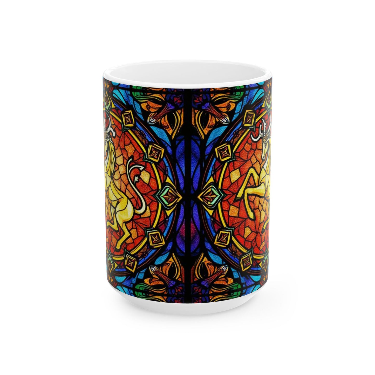 Ceramic Mug, (11oz, 15oz), Ceramic Coffee Mug, AOP, Glass Design, Capricorn Zodiac