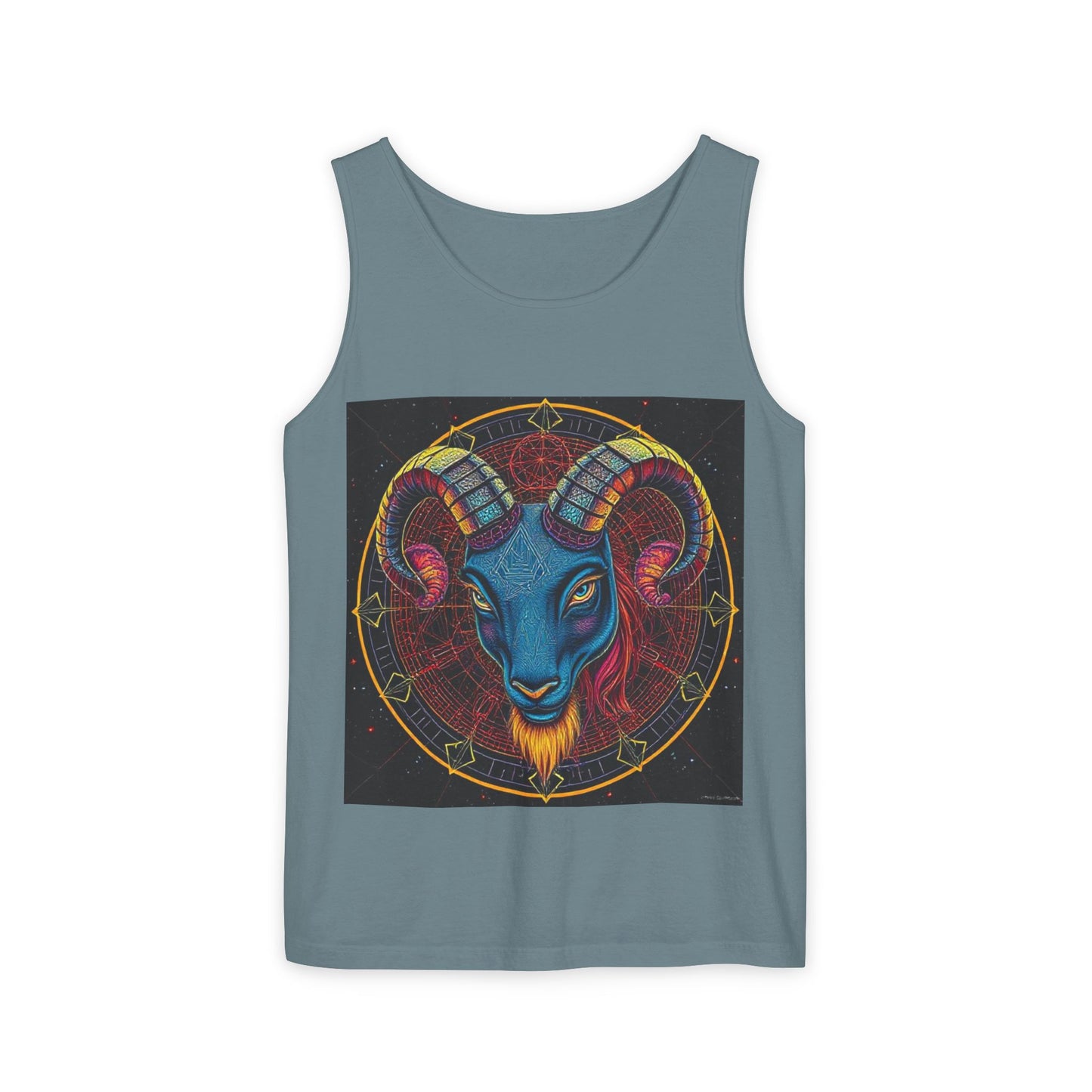 Unisex Garment-Dyed, Tank Top, Aries Design, Pop Art, 100% Ringspun US cotton