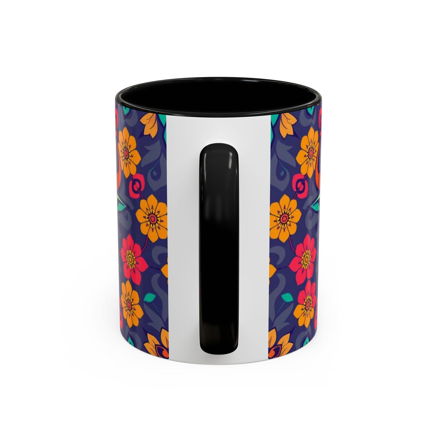 Accent Coffee Mug, Taurus, Zodiac. Flower Pattern, (11, 15oz)