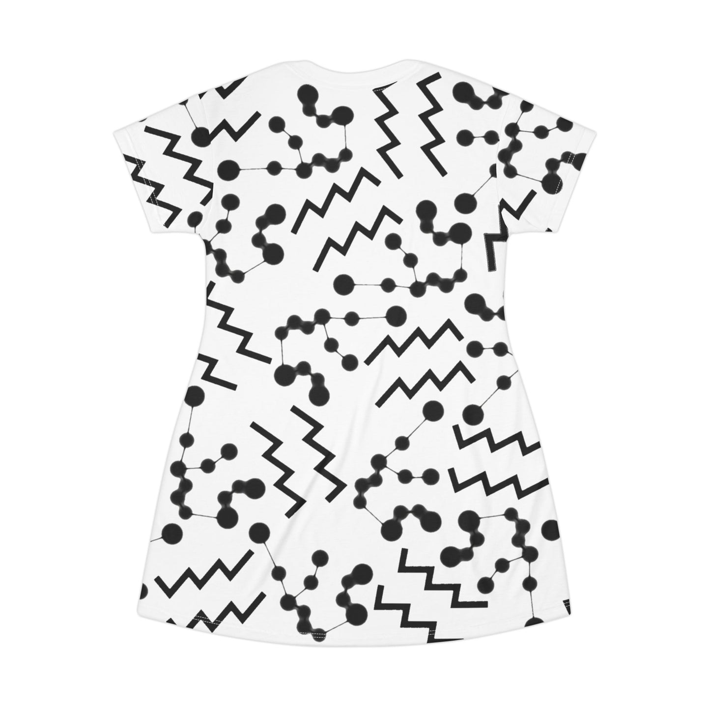 T-Shirt Dress (AOP), 100% Polyester, White thread color, Aquarius Zodiac design