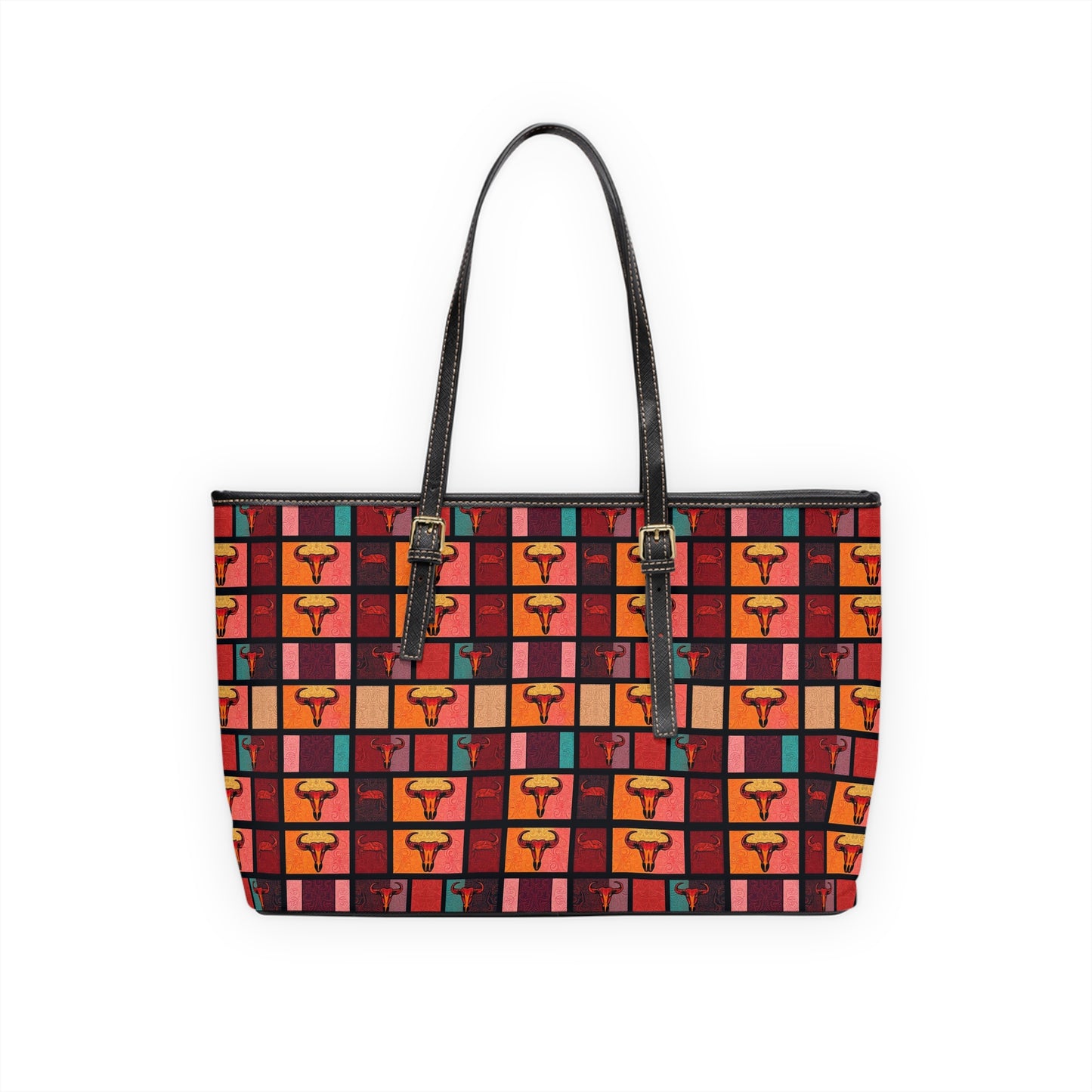 Leather Shoulder Bag, Taurus, Zodiac v1, Shapes Pattern