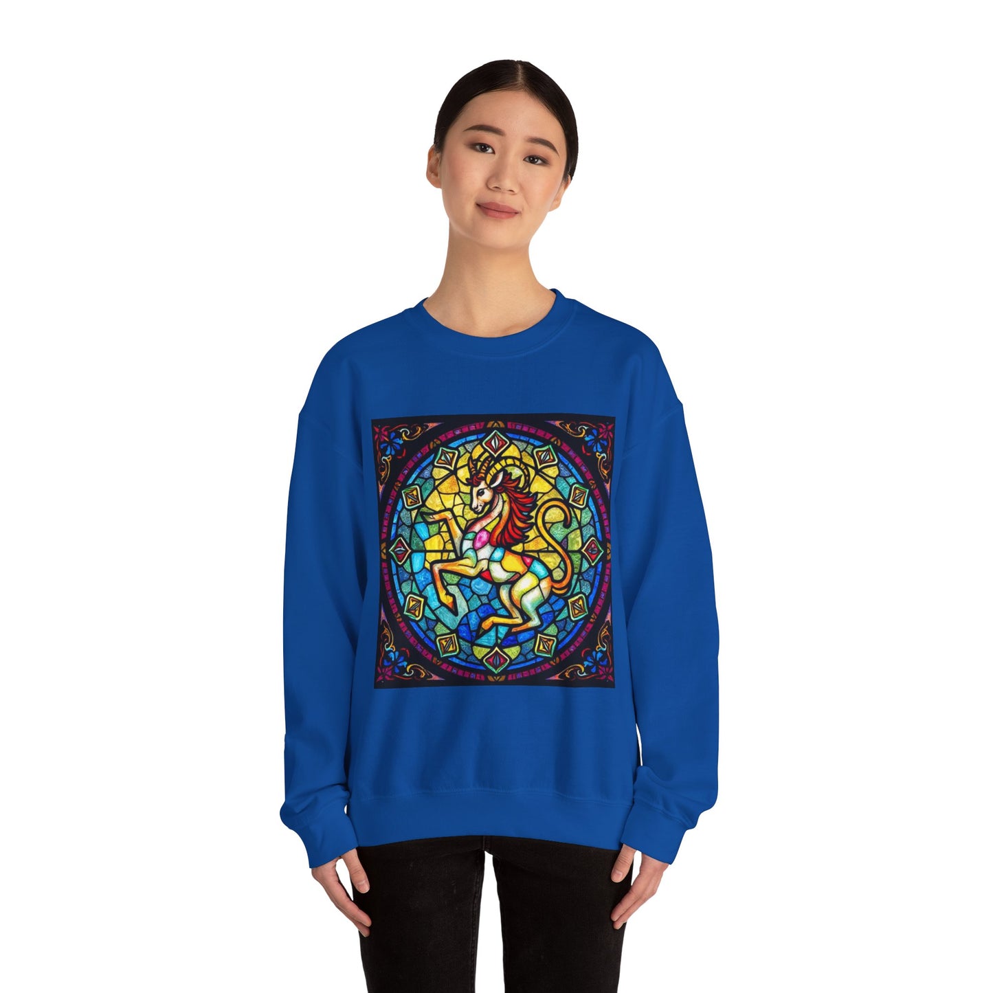 Unisex Heavy Blend™ Crewneck Sweatshirt, Glass, Capricorn Zodiac Design