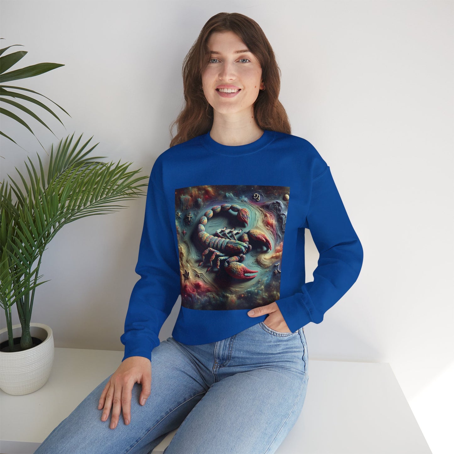 Unisex Heavy Blend™ Crewneck Sweatshirt, Trippy Mist Scorpion, Scorpio Zodiac Design