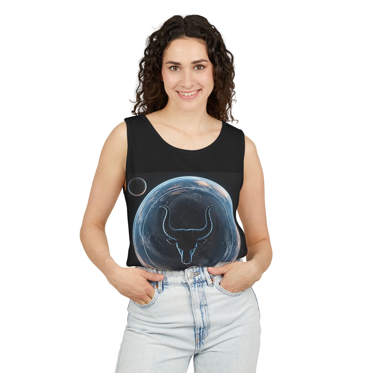 Unisex Garment-Dyed, Tank Top, Taurus Design, Planet Animal v1, 100% US cotton