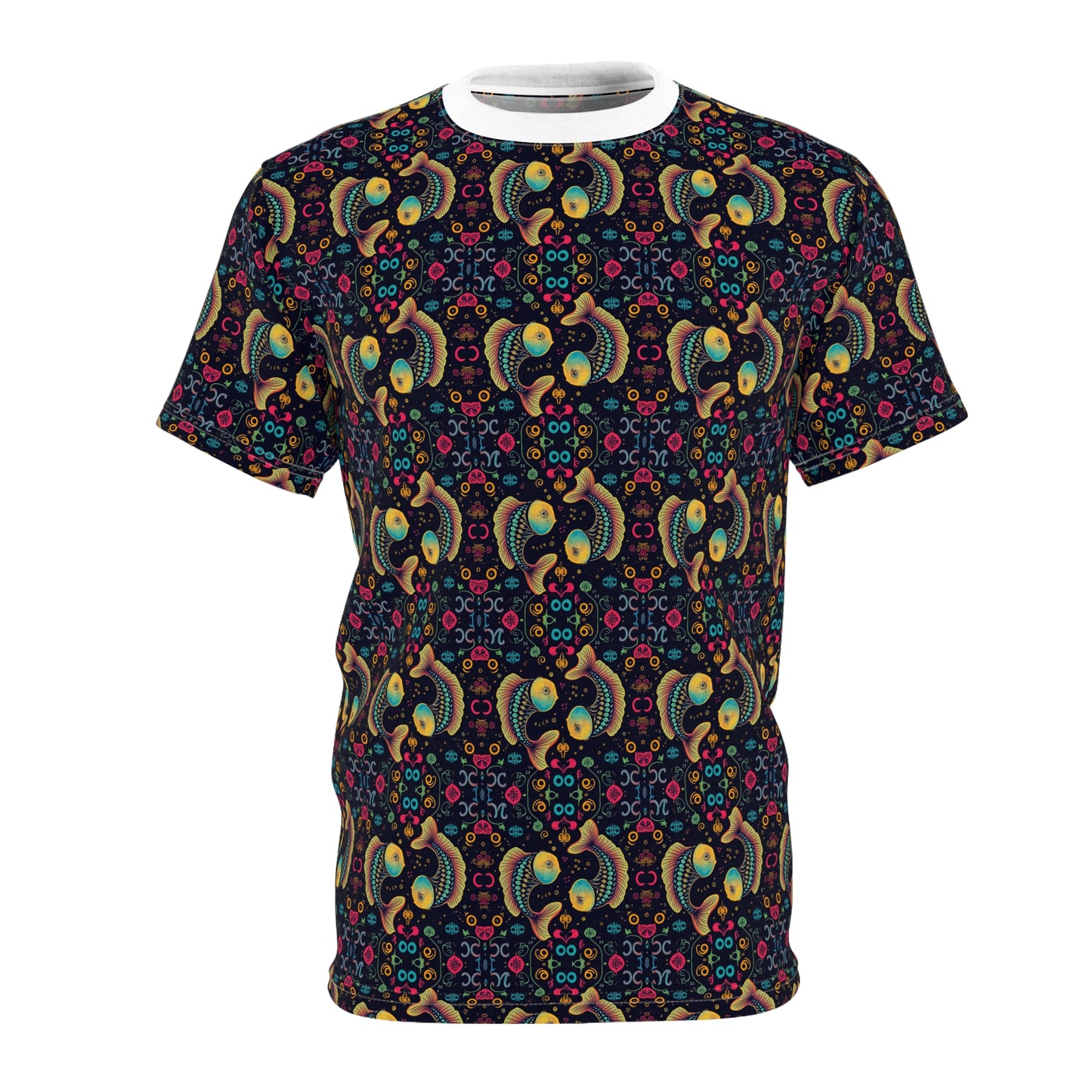 Unisex Cut & Sew T-Shirt, AOP, Pisces, Zodiac v1, Pattern