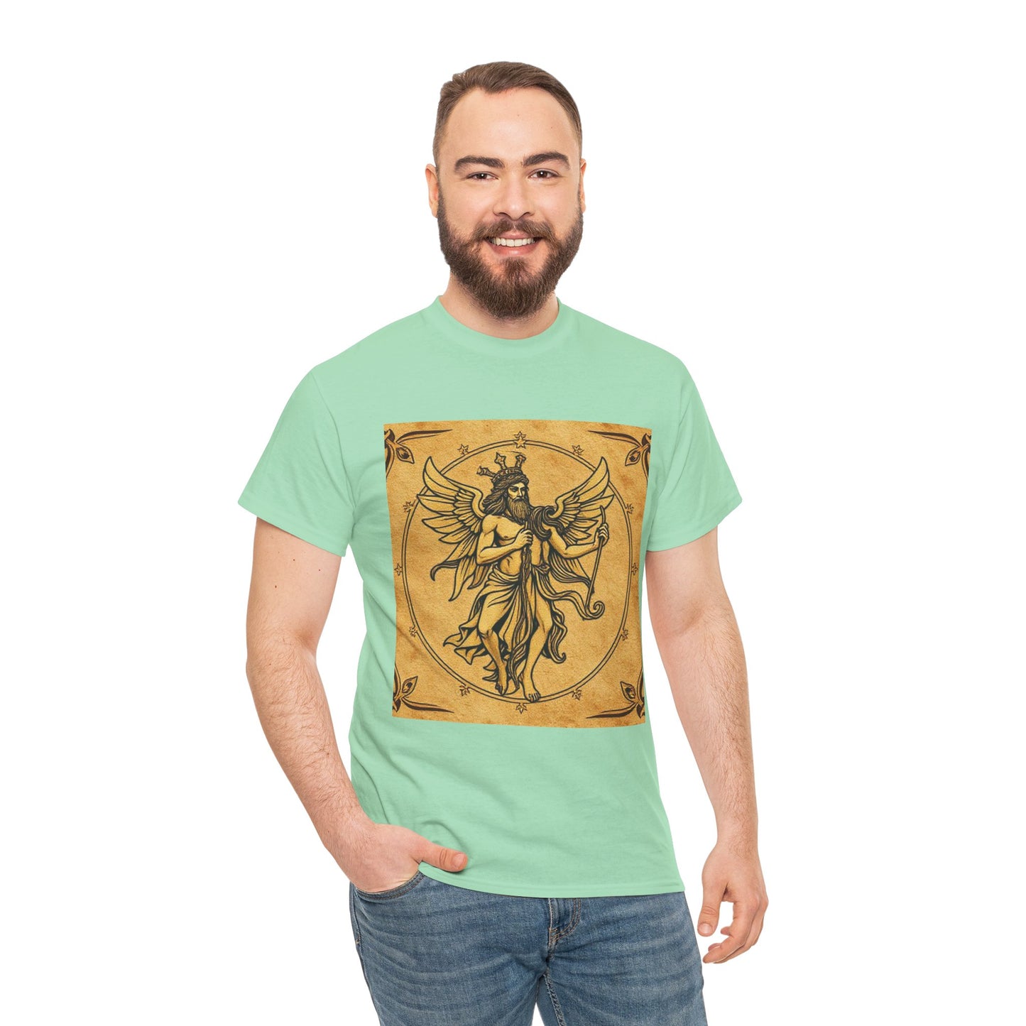 Unisex Heavy Cotton T-Shirt, Pencil Art, Gemini Zodiac Design