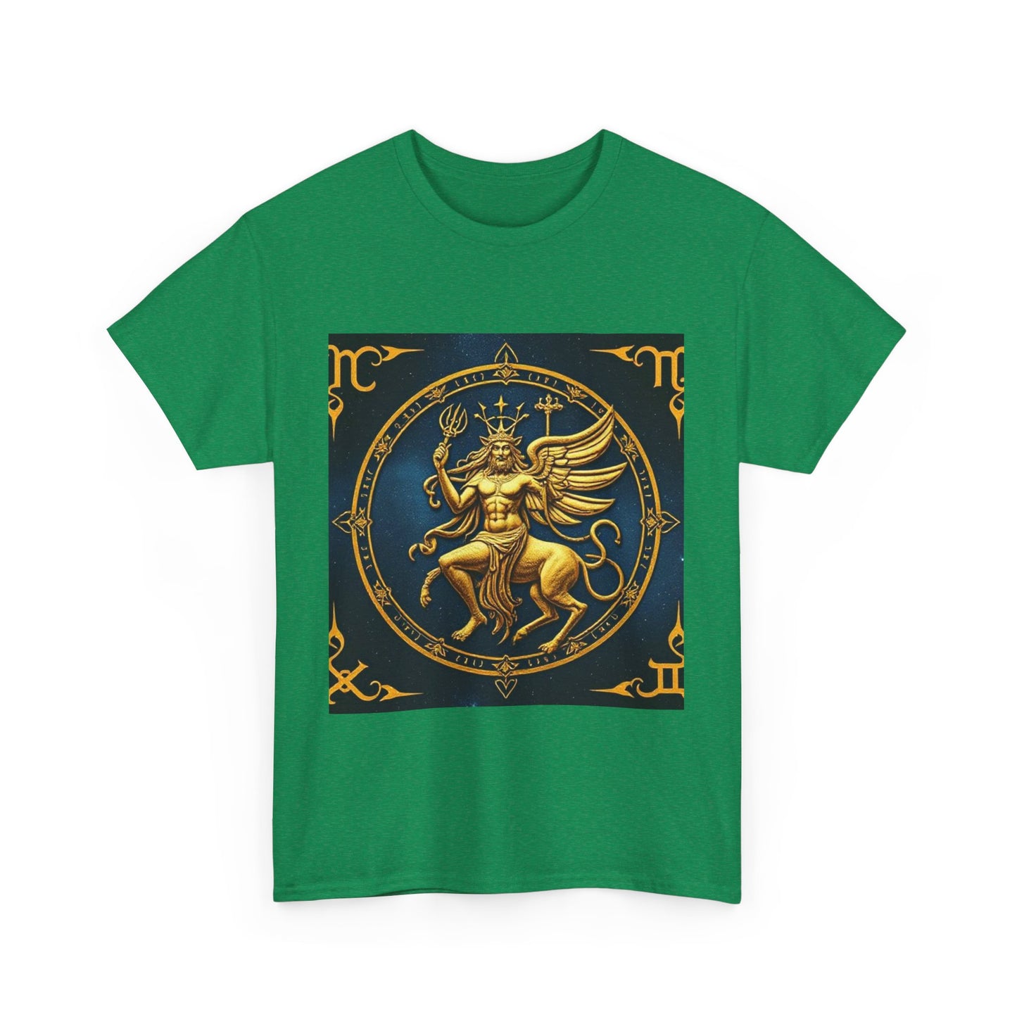 Unisex Heavy Cotton T-Shirt, Gold Angel, Symbol, Virgo Zodiac Design