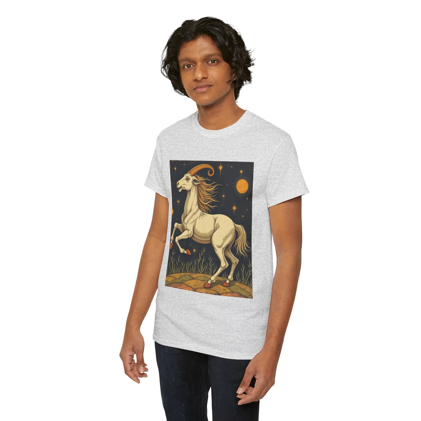 Unisex Heavy Cotton T-Shirt, Aries Animal, Zodiac Design