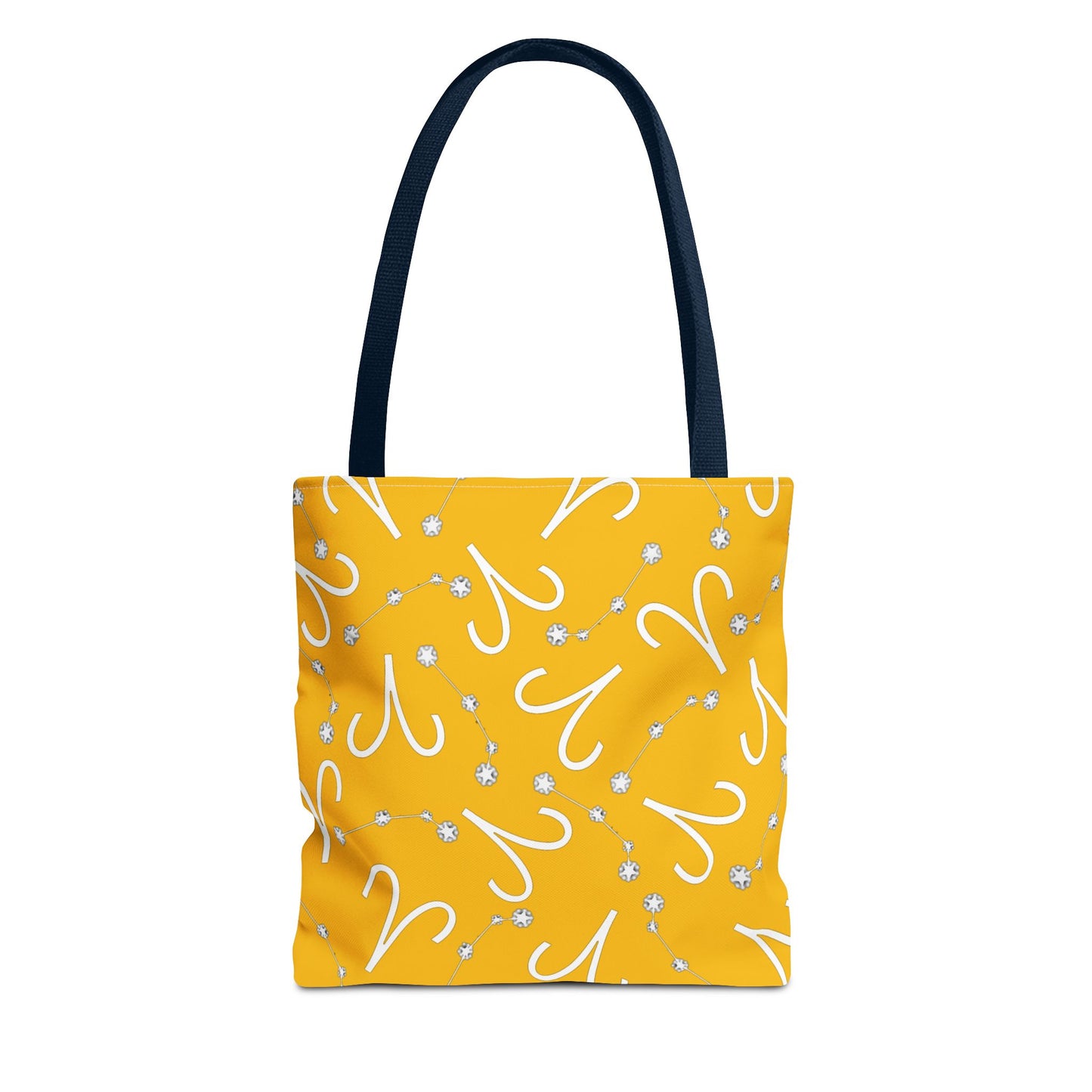 Tote Bag, Aries Zodiac Sign, AOP, (Yellow, White)