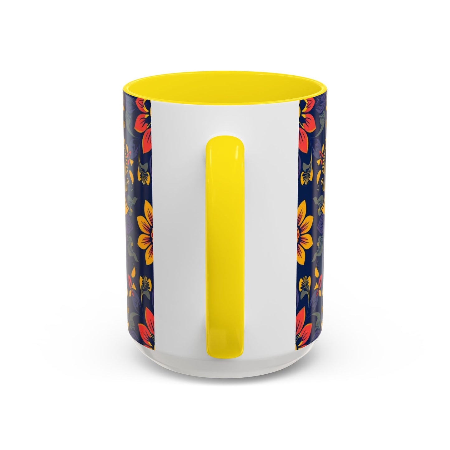 Accent Coffee Mug, Taurus, Zodiac v1. Flower Pattern, (11, 15oz)