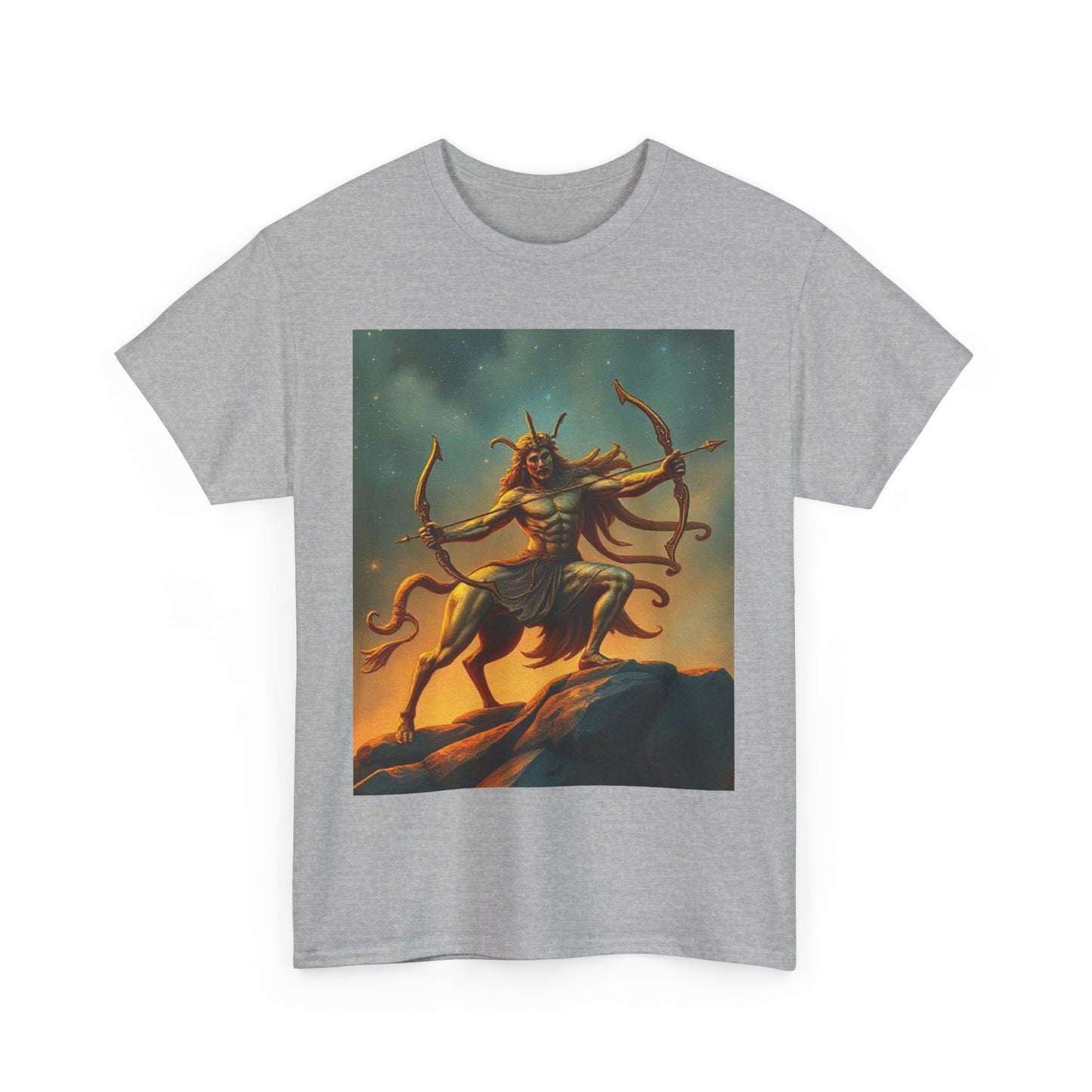 Unisex Heavy Cotton T-Shirt, Arrow Centaur v1, Sagittarius Zodiac Design