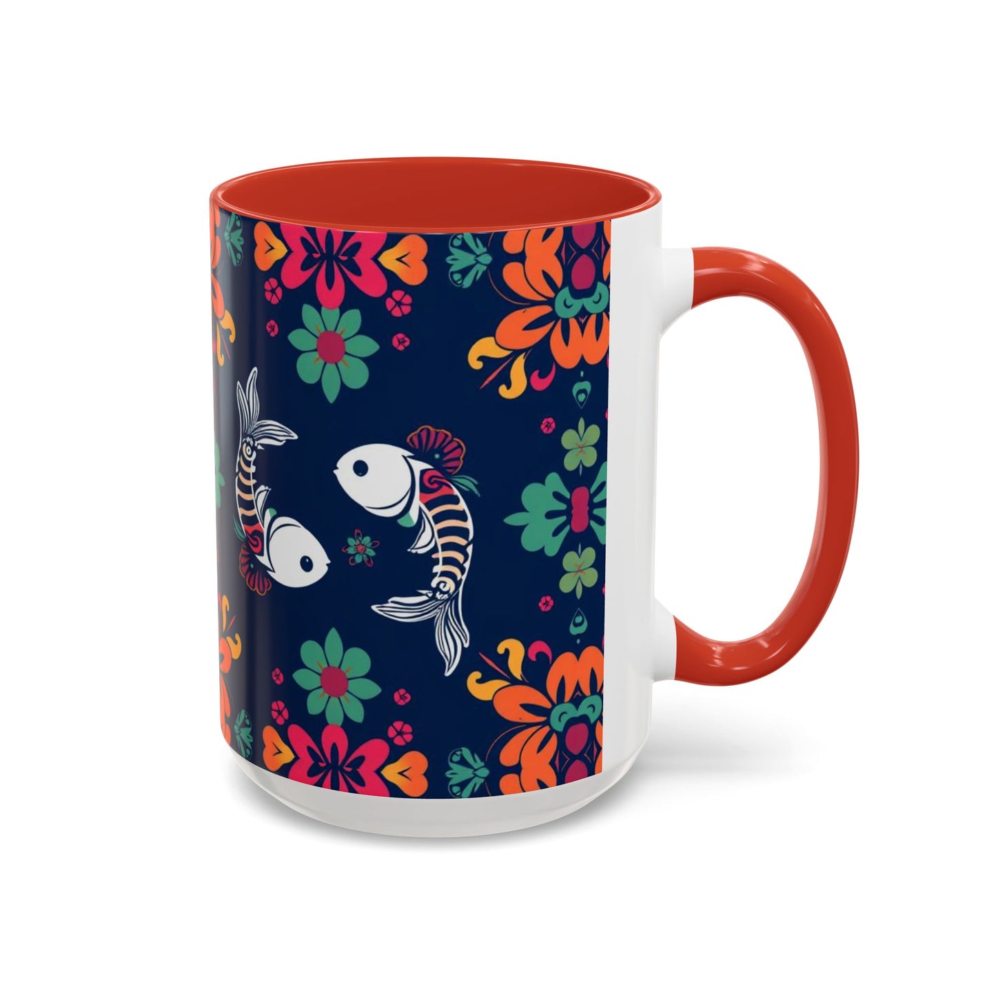 Accent Coffee Mug, Pisces, Zodiac. Flower Pattern, (11, 15oz)