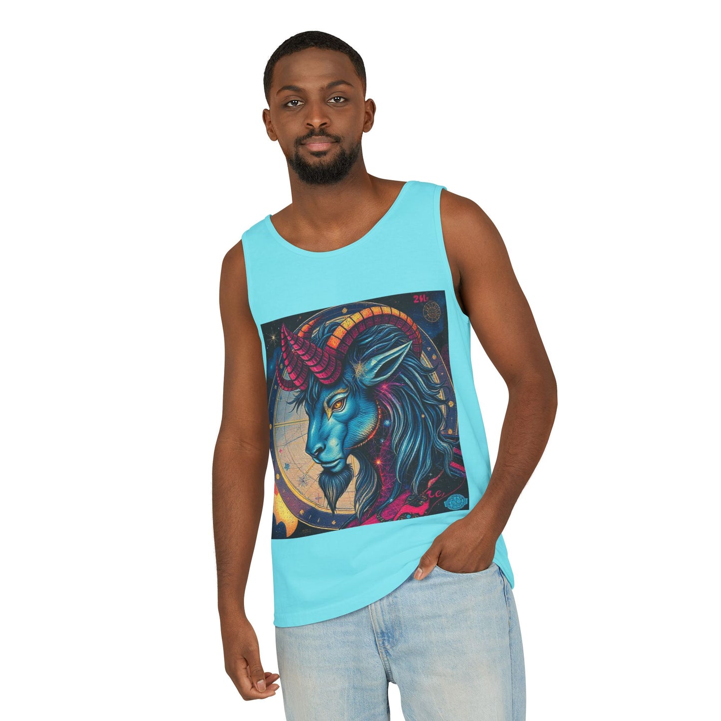 Unisex Garment-Dyed, Tank Top, Capricorn, Pop Art, 100% US cotton