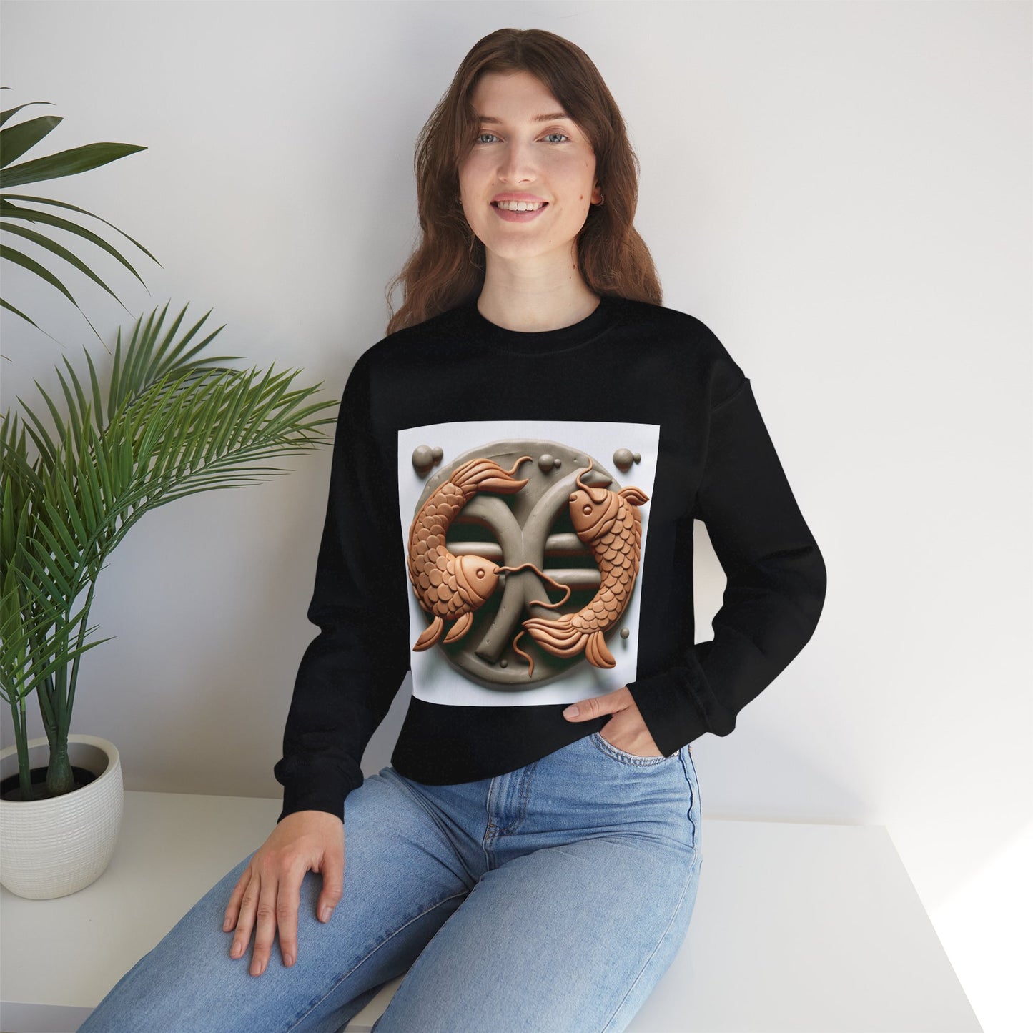 Unisex Heavy Blend™ Crewneck Sweatshirt,Two Fishes Pisces Zodiac Design