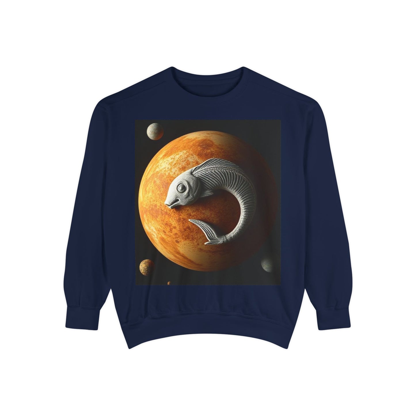 Garment-Dyed Sweatshirt, Unisex, Space Animal Design, Pisces