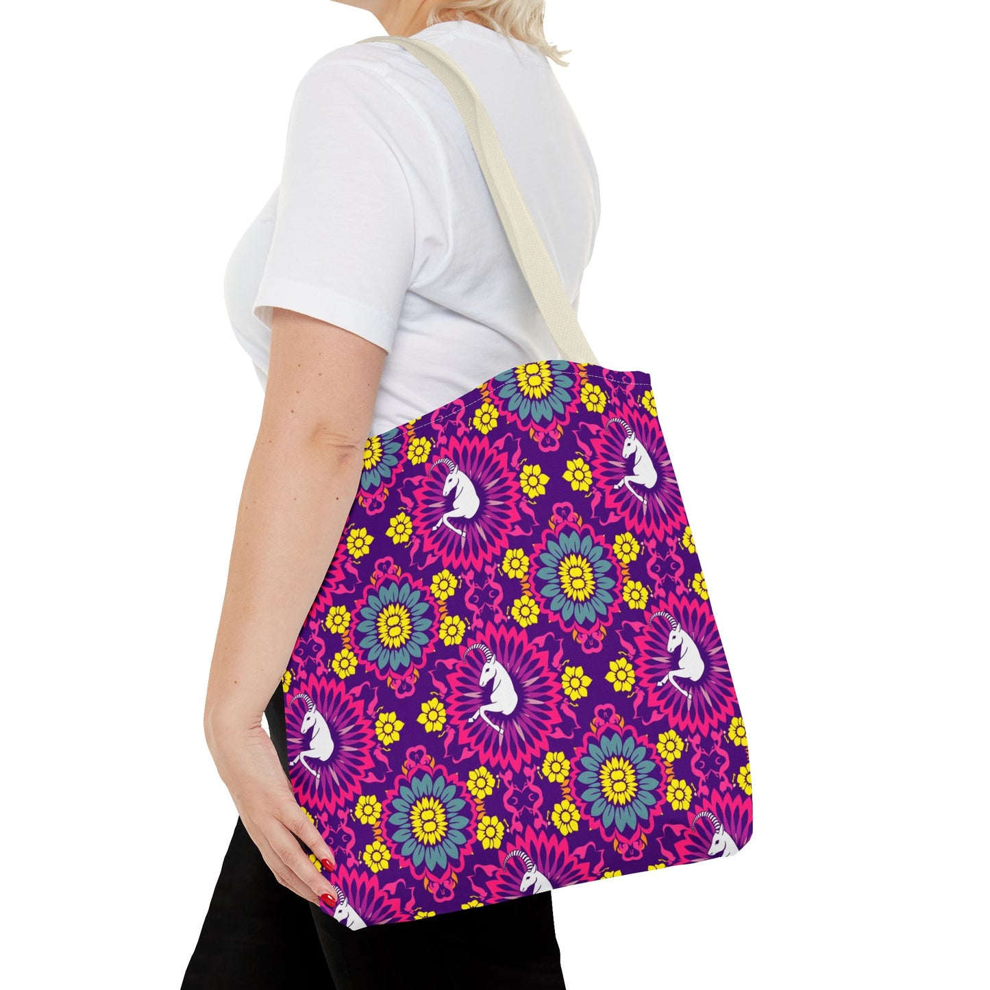 Tote Bag, (AOP), Capricorn, Zodiac v5, Flower Pattern