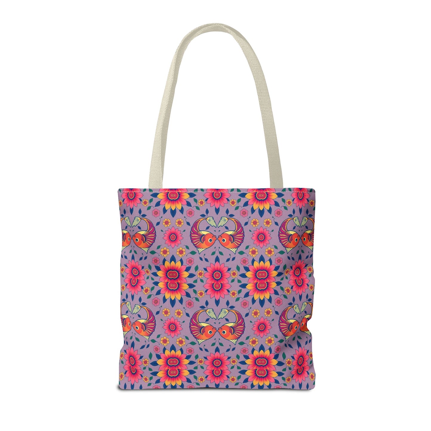 Tote Bag (AOP), Pisces, Zodiac v2, Flower Pattern