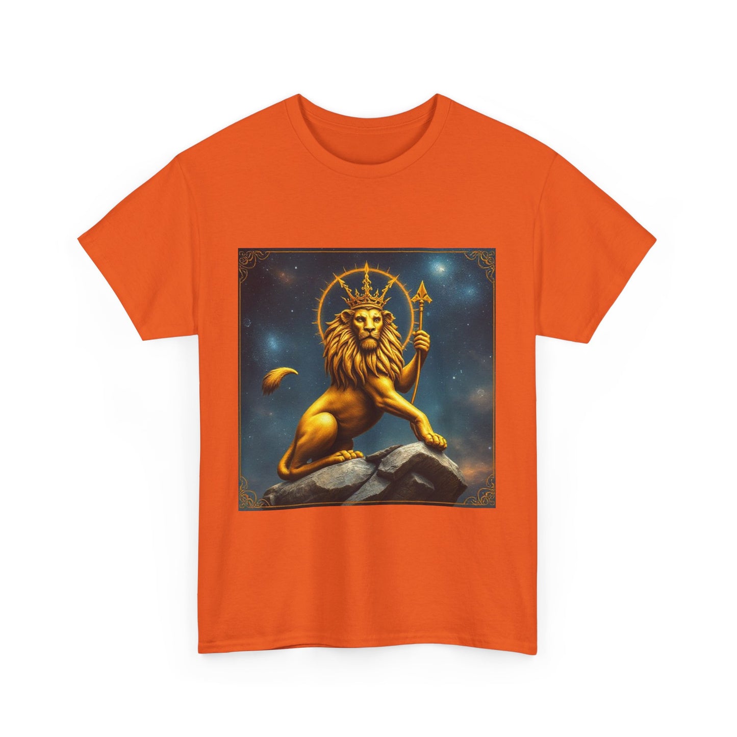 Unisex Heavy Cotton T-Shirt, King of Lions, Leo Zodiac Design