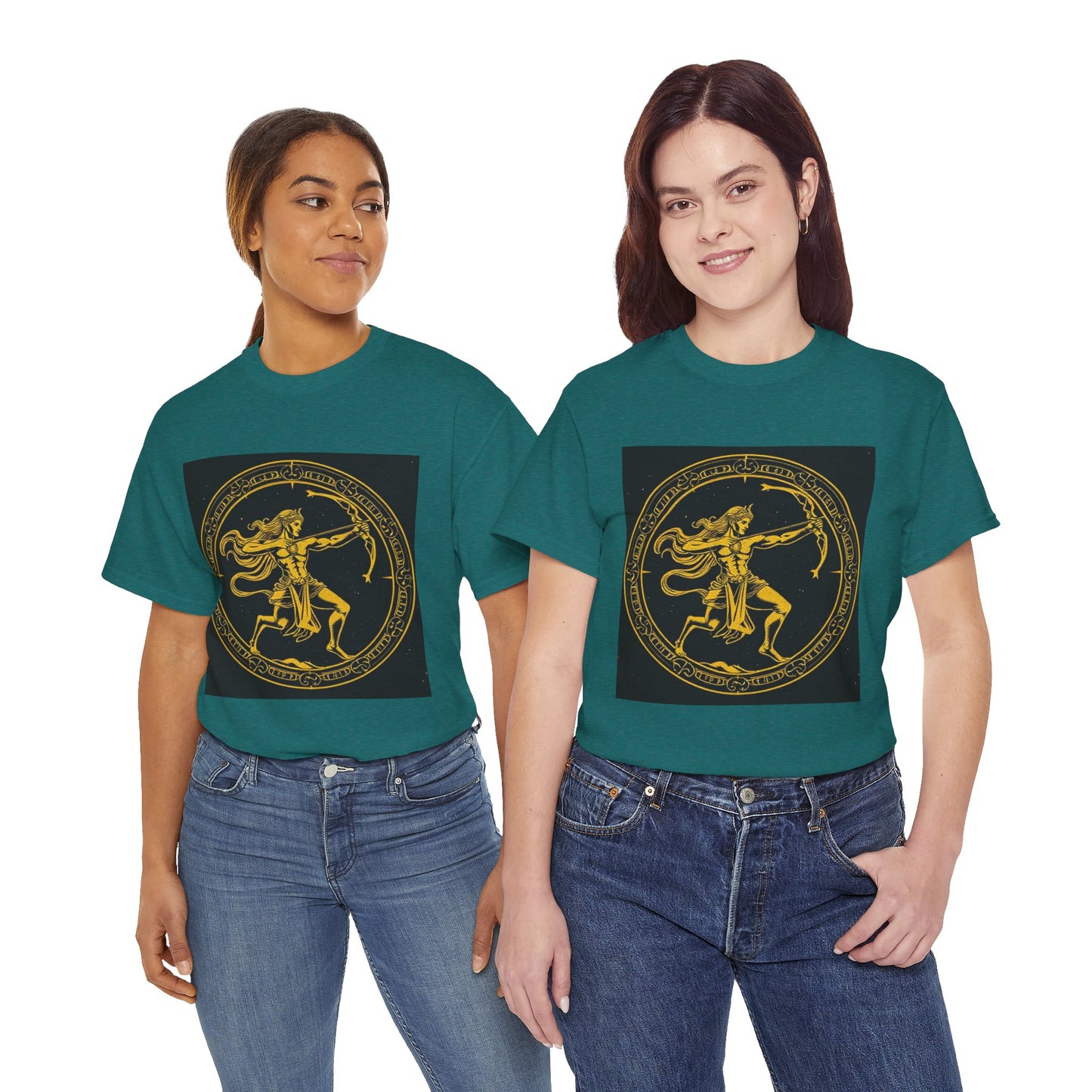 Unisex Heavy Cotton T-Shirt, Mythical Faun/Satyr, Sagittarius Zodiac Design