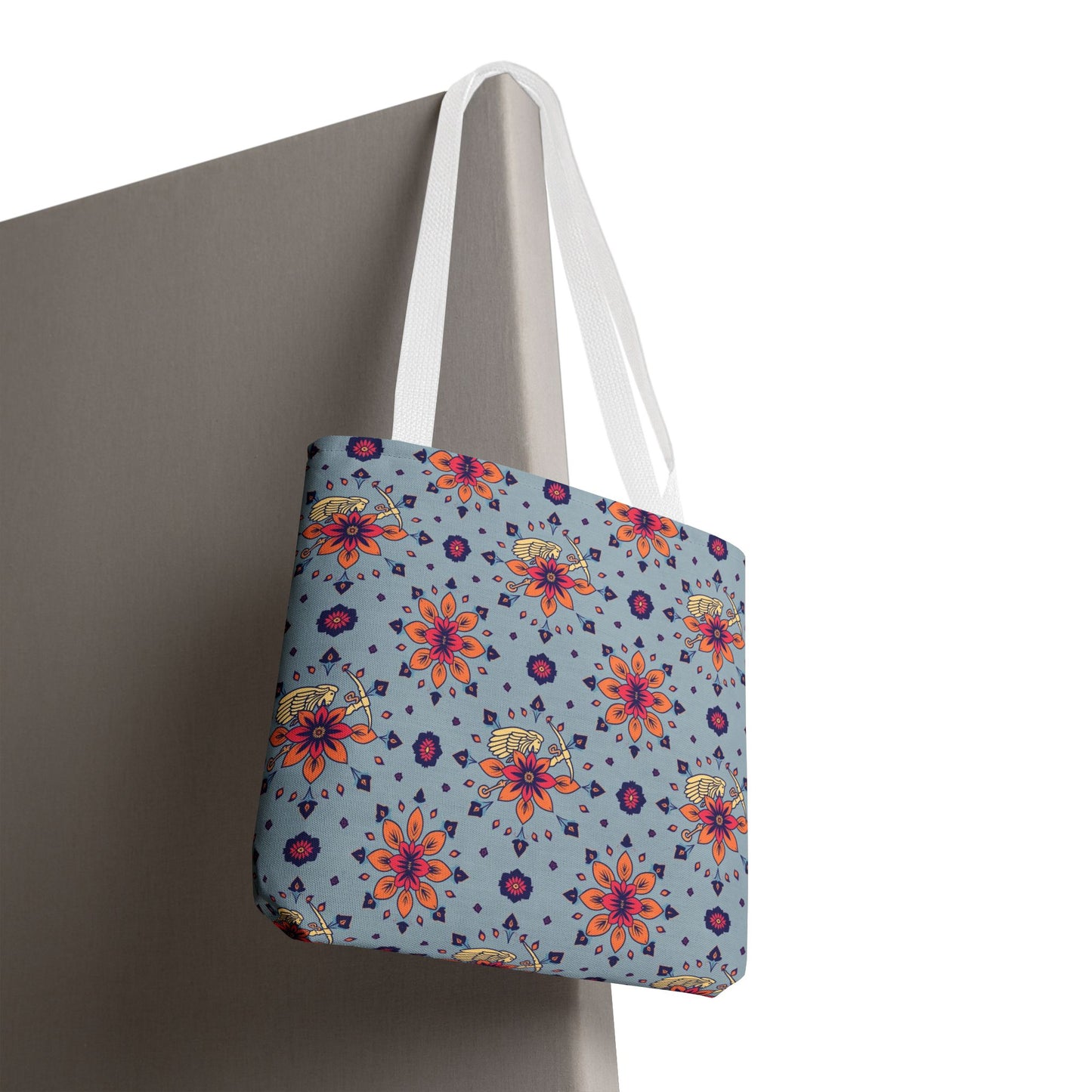 Tote Bag, (AOP), Sagittarius, Zodiac v1, Flower Pattern