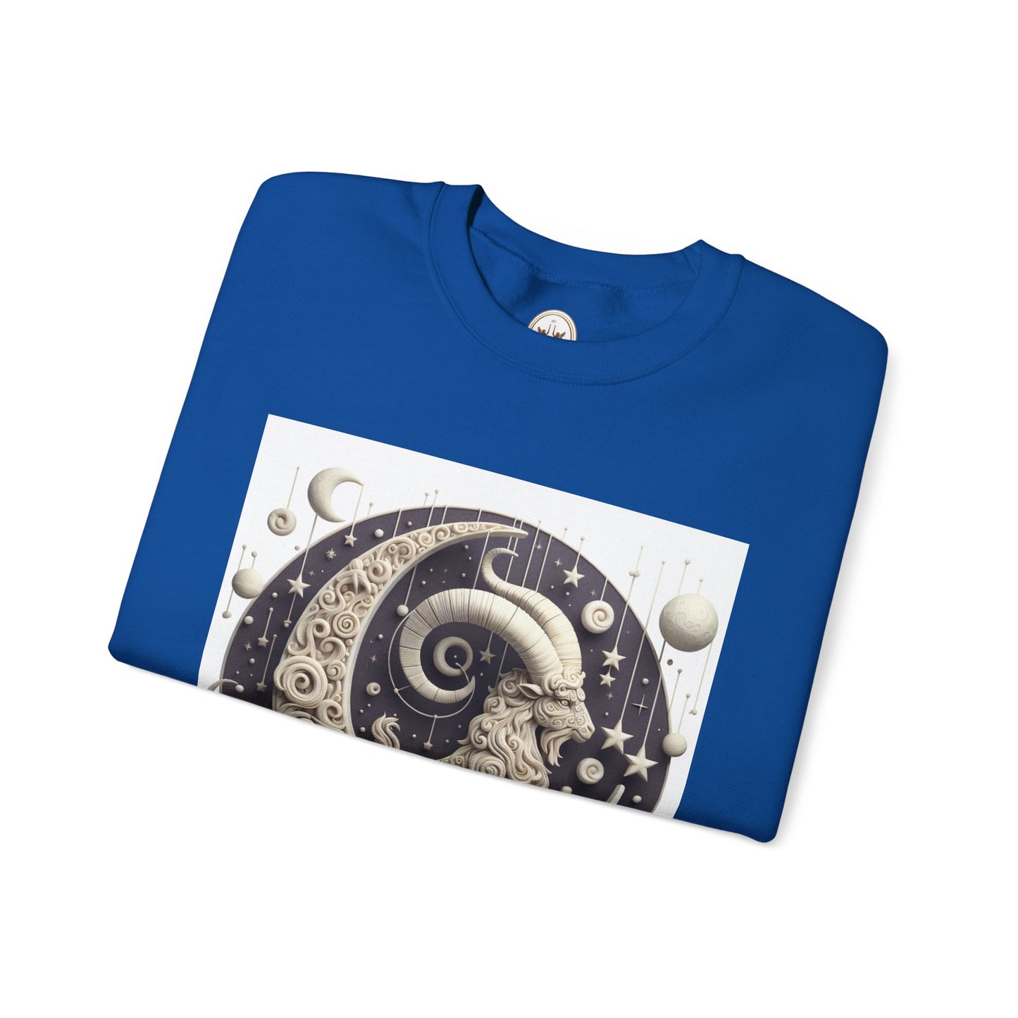 Unisex Heavy Blend™ Crewneck Sweatshirt, Stone Moon, Capricorn Zodiac Design